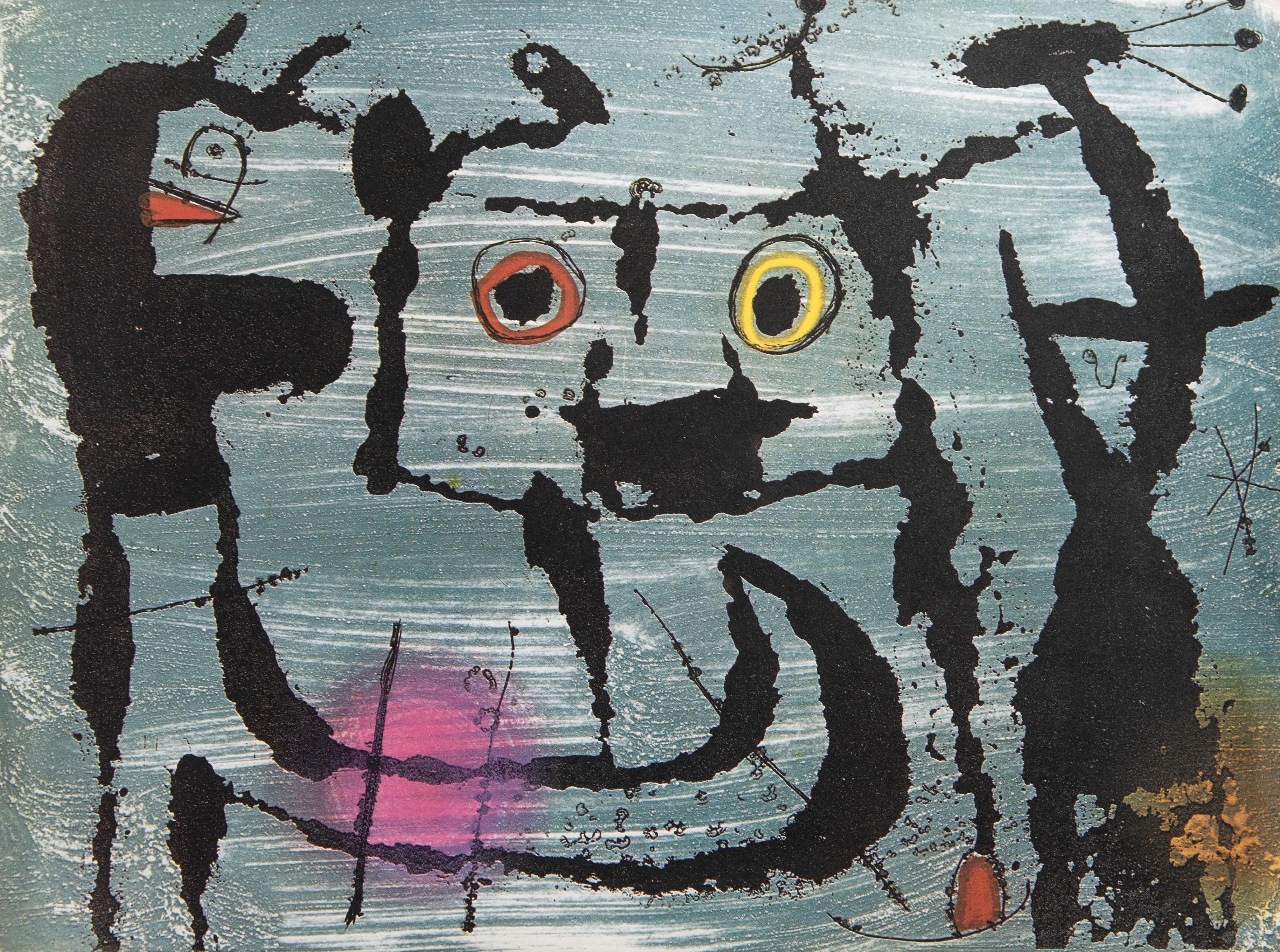 Lo Stige da Indelebile Miro, litografia offset surrealista di Joan Miro - Abstract Print Nero di Joan Miró