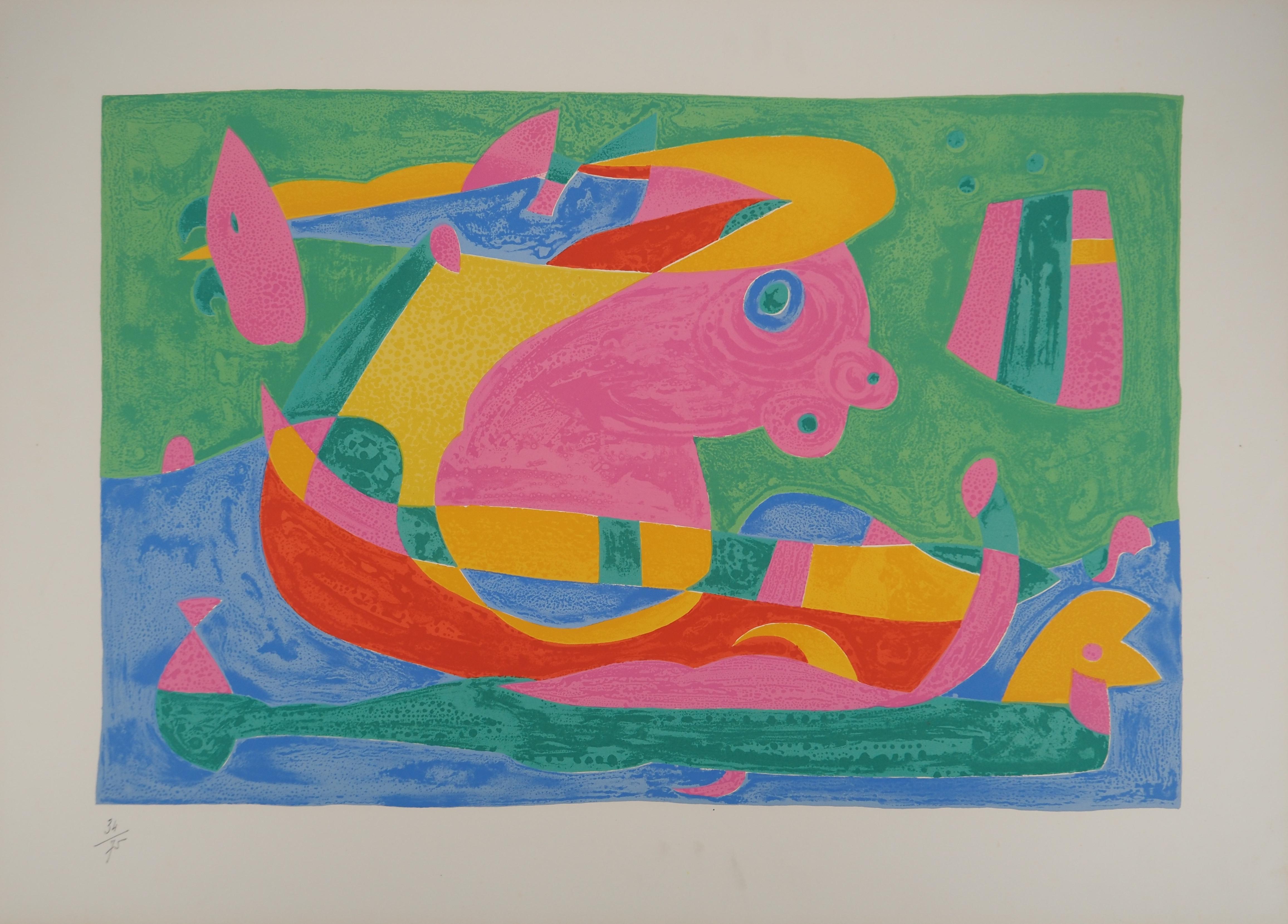 Le bateau surréaliste, le roi Ubu - Lithographie originale (Mourlot #429) - Print de Joan Miró