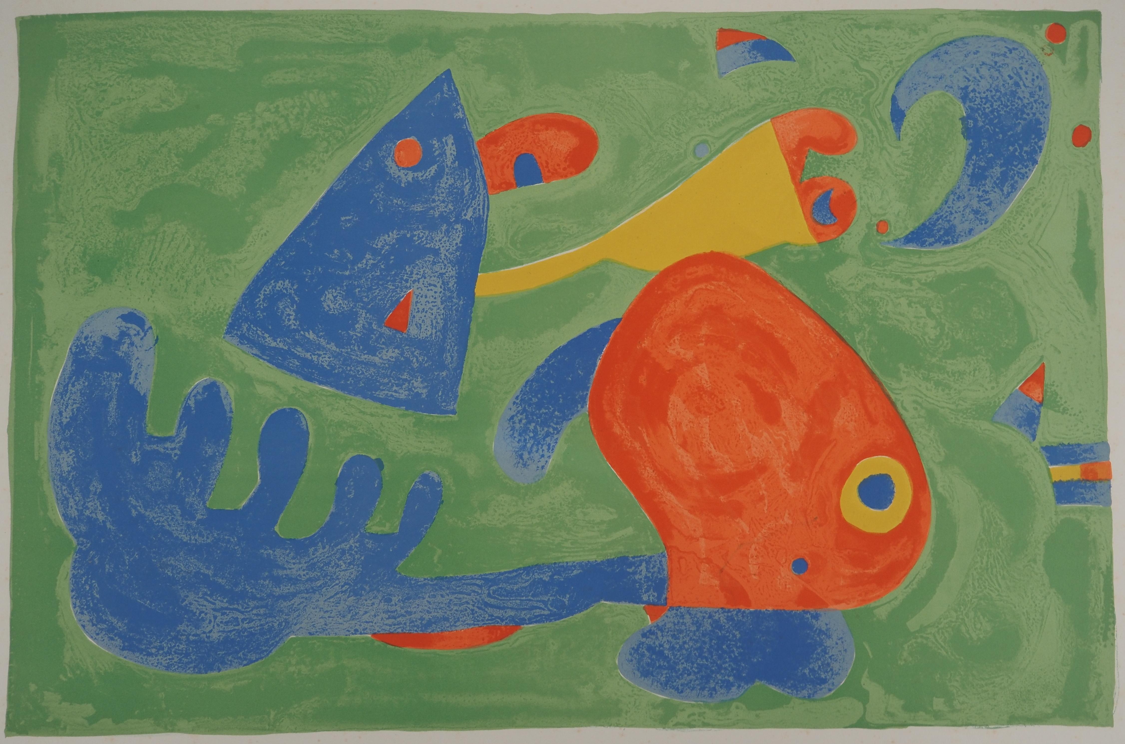 Abstract Print Joan Miró - Le rêve surréaliste, le roi Ubu - Lithographie originale (Mourlot #426)