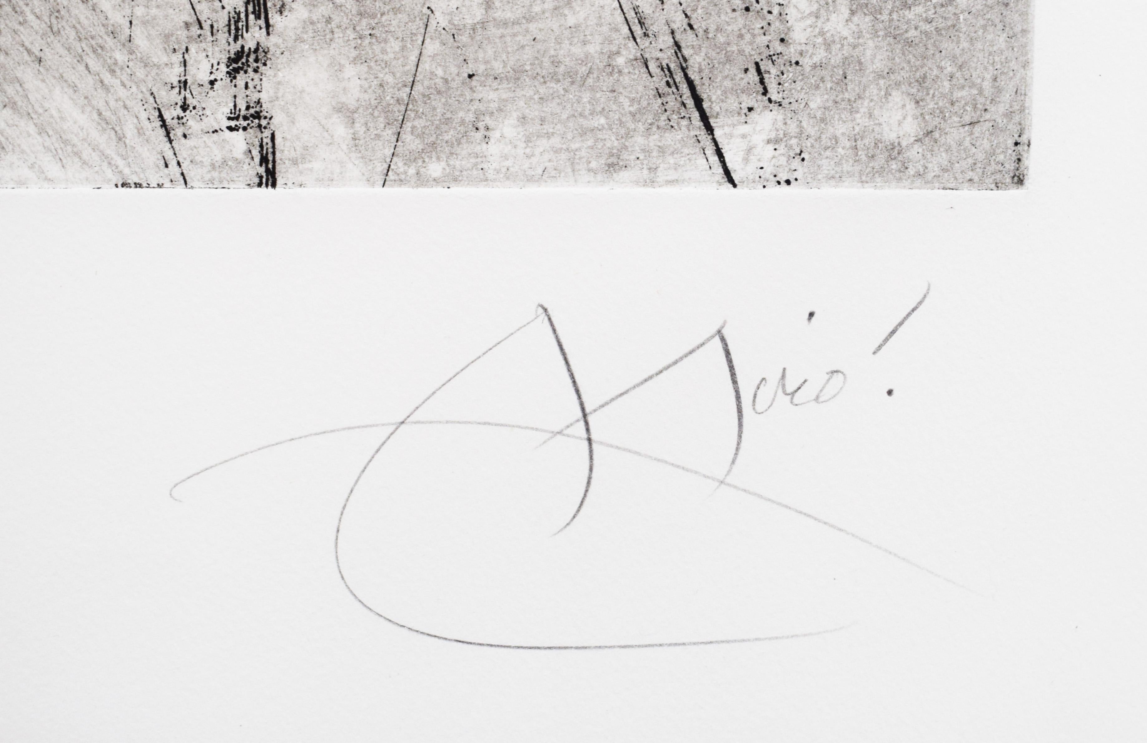 Three Juans - Spanish Surrealism - Beige Abstract Print by Joan Miró