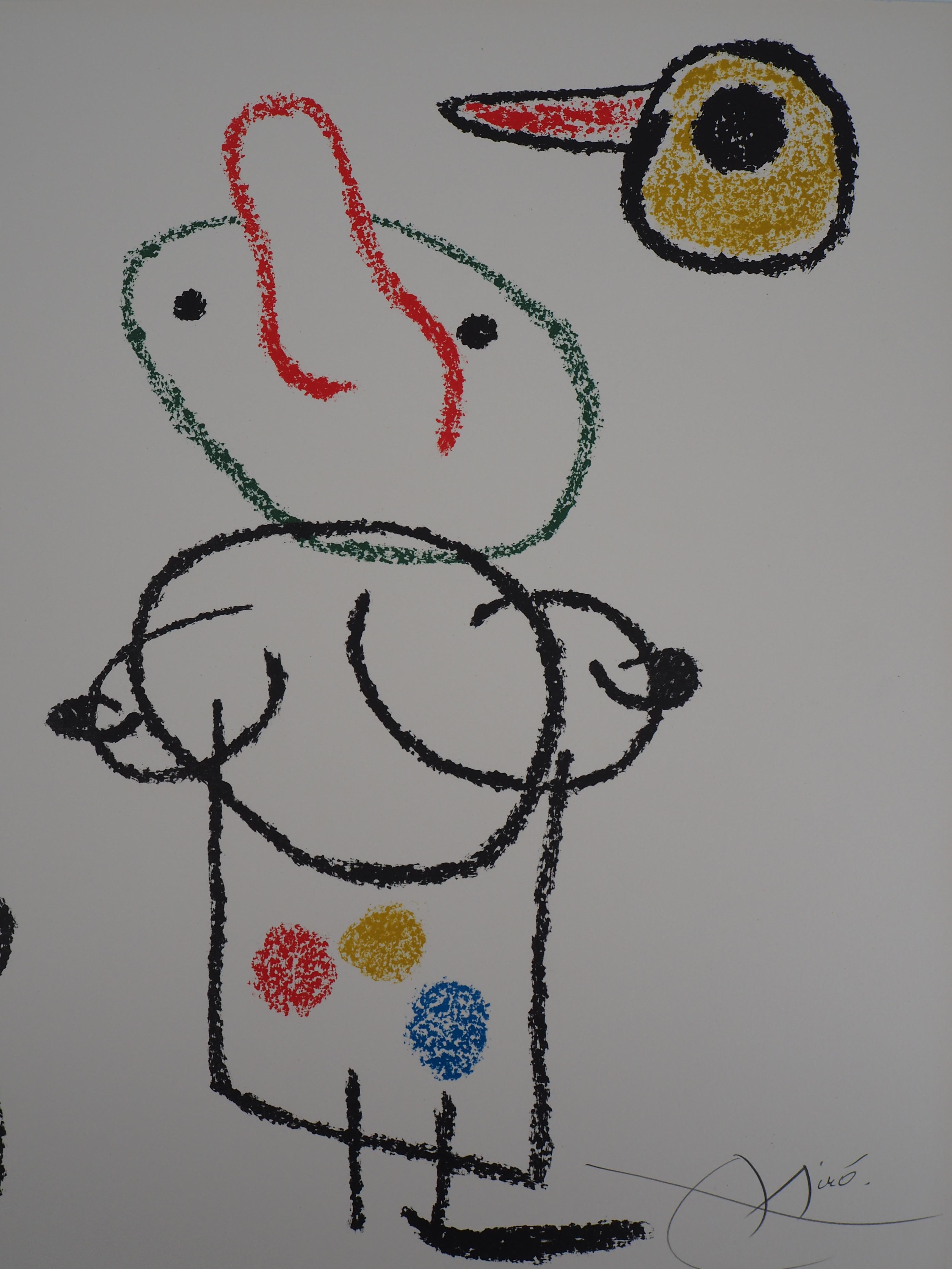 Joan MIRO
Ubu : Couple with a Bird

Original stone lithograph (Printed in Atelier Mourlot)
Handsigned in pencil
On Arches vellum 50 x 66 cm
From a limited edition of 120 copies

REFERENCES : Catalog raisonne Mourlot #757/88, Cramer books #146
Plate