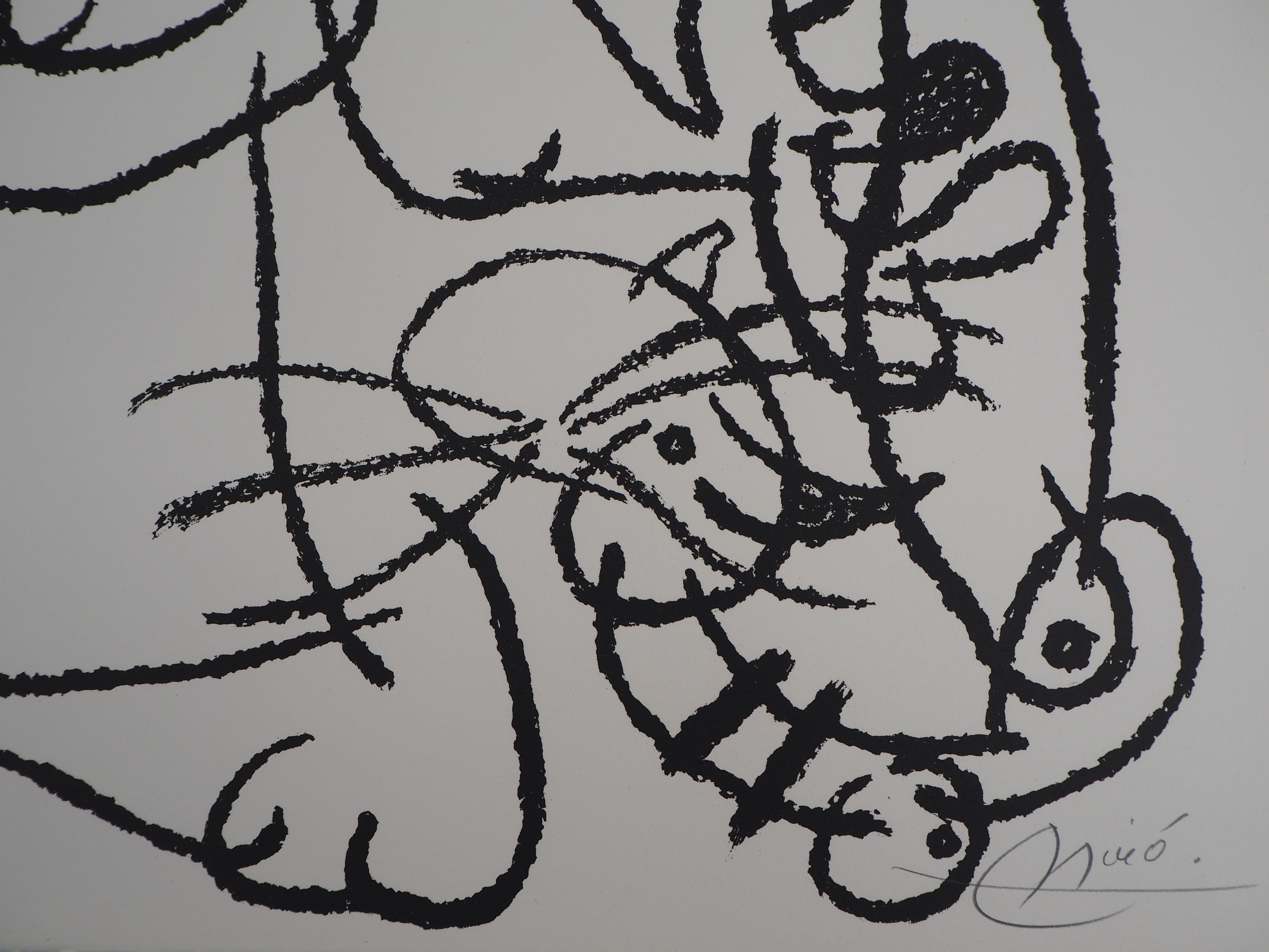 Ubu : Fisherman and Cat - Original Handsigned Lithograph - Mourlot 1971 – Print von Joan Miró