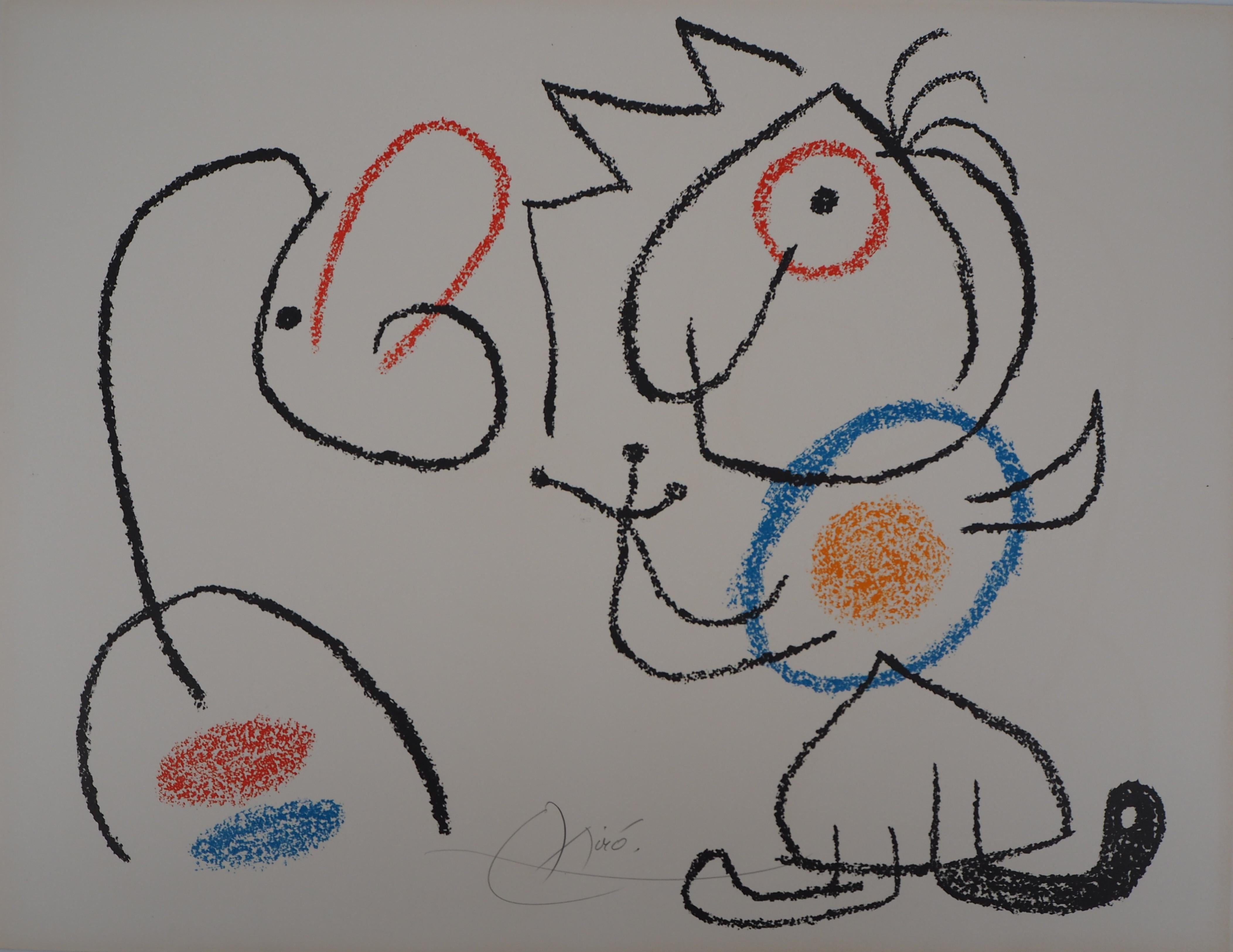 Joan Miró Abstract Print - Ubu : King and Man Speaking - Original Handsigned Lithograph - Mourlot, 1971