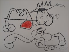 Ubu : King and Two Thinking Men  - Original Handsigned Lithograph - Mourlot 1971