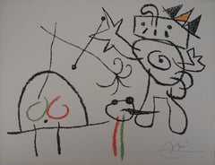 Ubu : King Meeting a Turtle - Original Handsigned Lithograph - Mourlot