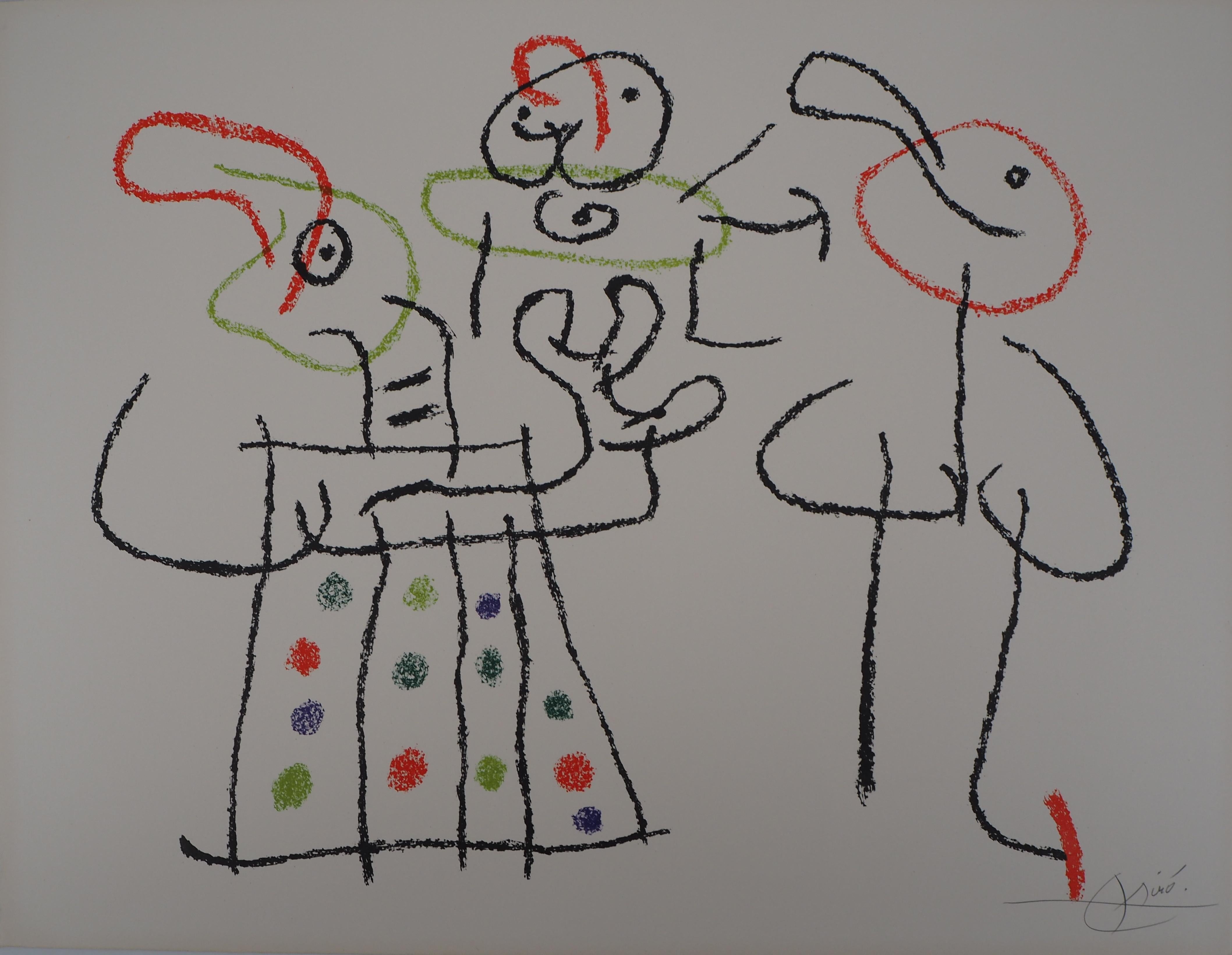 Joan Miró Abstract Print - Ubu : The Family - Original Handsigned Lithograph - Mourlot