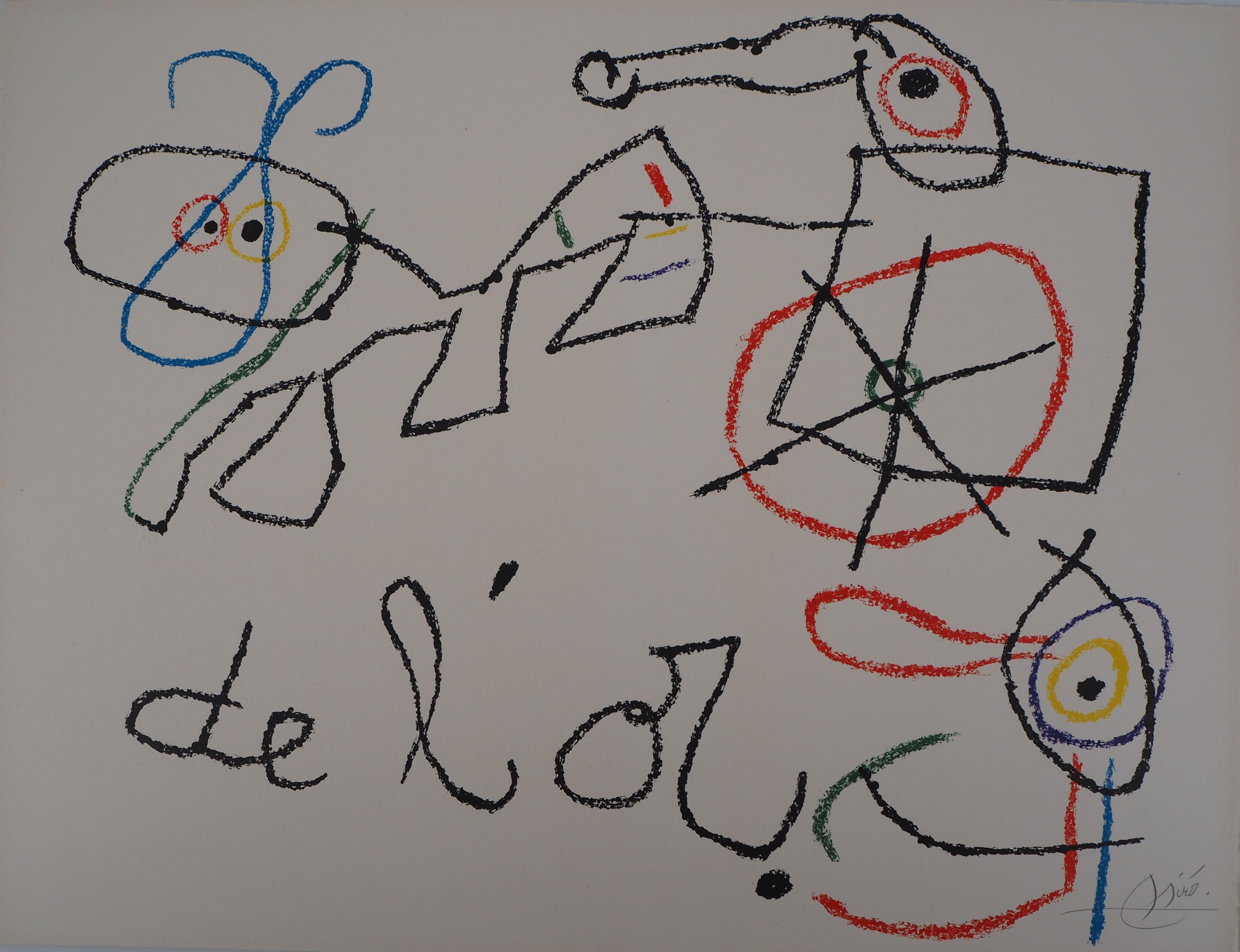 Joan Miró Abstract Print - Ubu : The Gold Prospectors - Original Handsigned Lithograph - Mourlot
