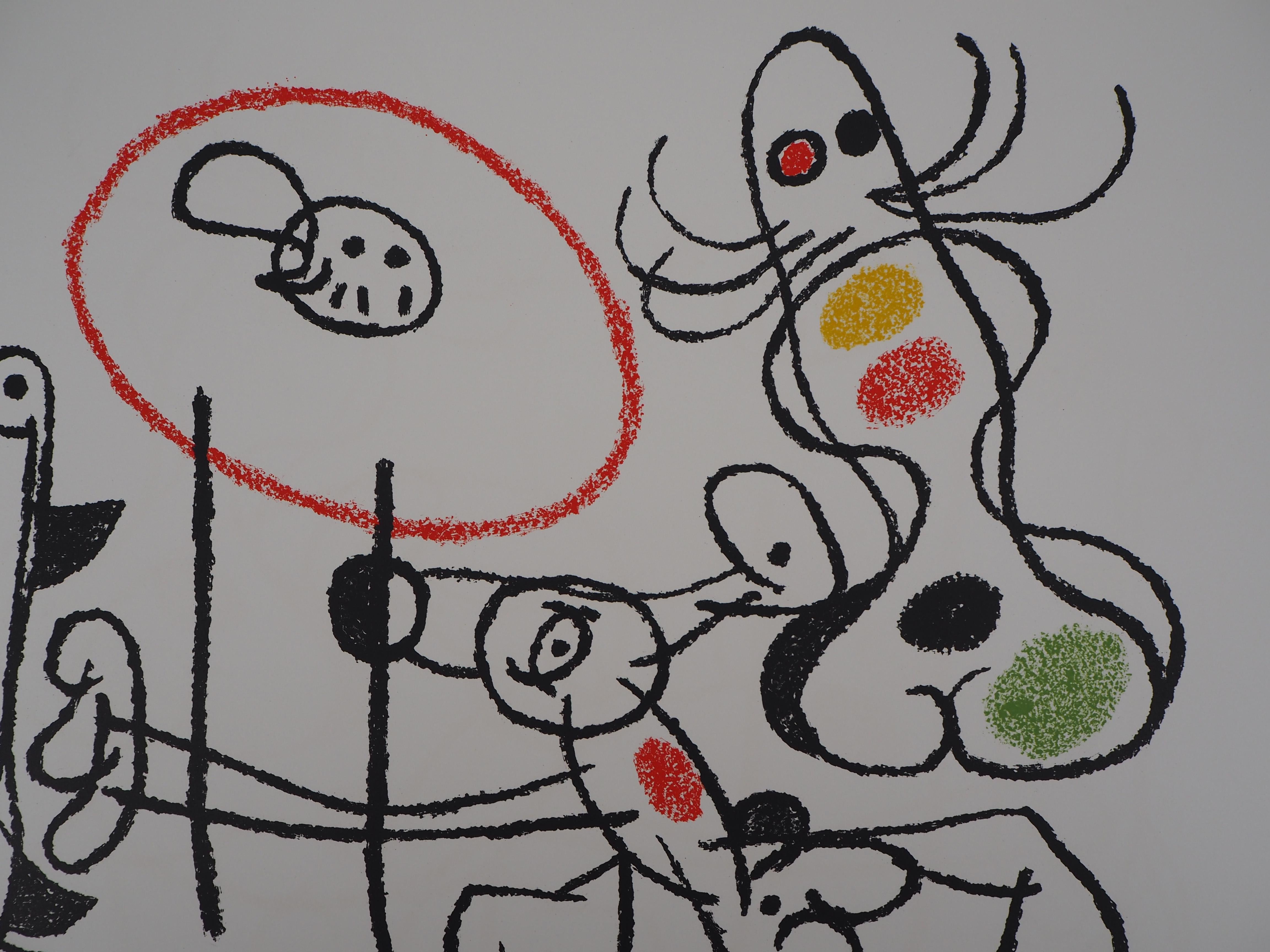 Ubu : Two Surrealist Figures - Original Handsigned Lithograph - Mourlot 1971 - Abstract Print by Joan Miró