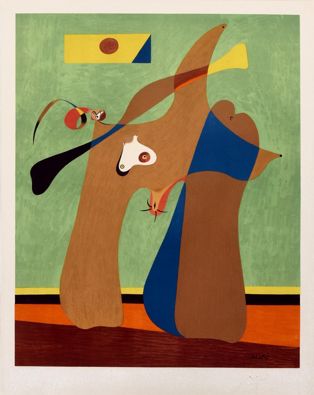 Joan Miró Abstract Print - Une Femme, Signed Lithograph Joan Miro 1958