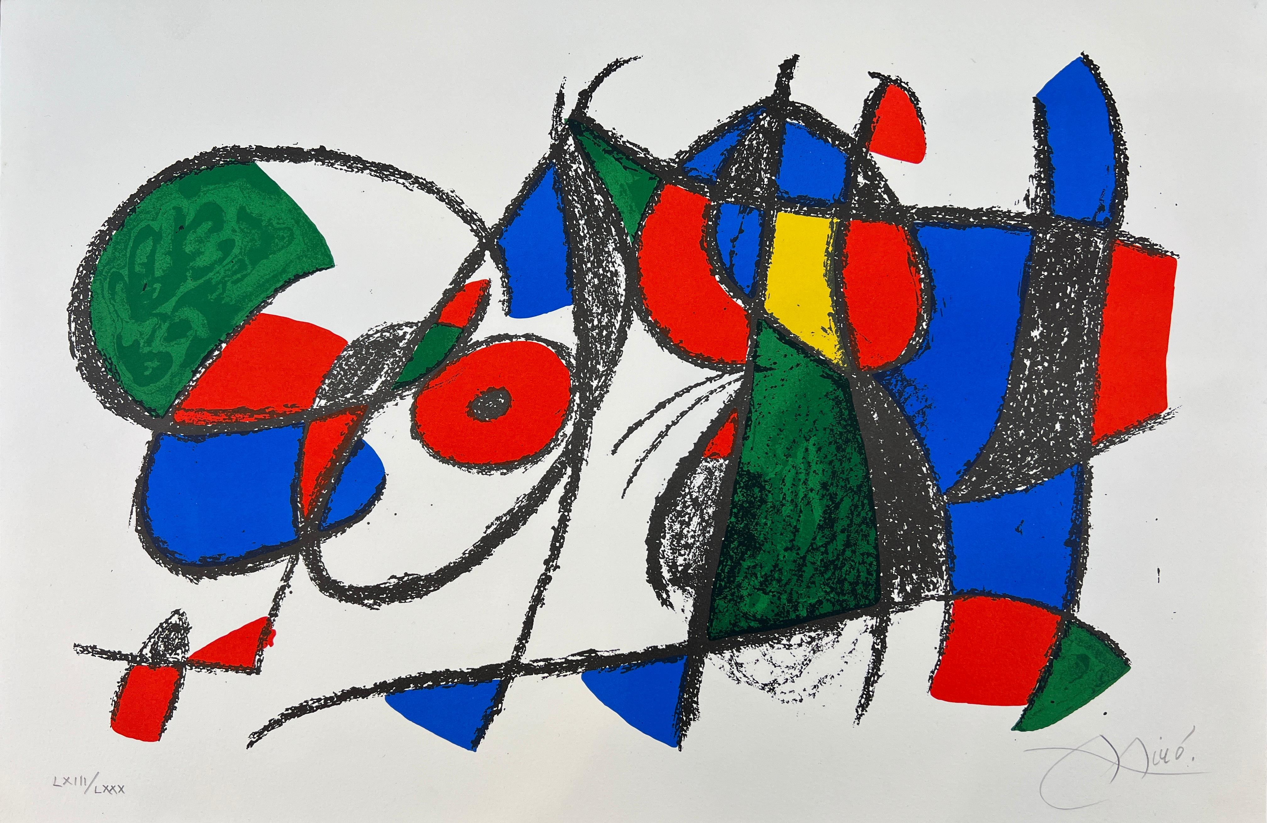 Joan Mir - Lithographie en couleur signée à la main - LXIII/LXXX - 1975 - Surréalisme Print par Joan Miró