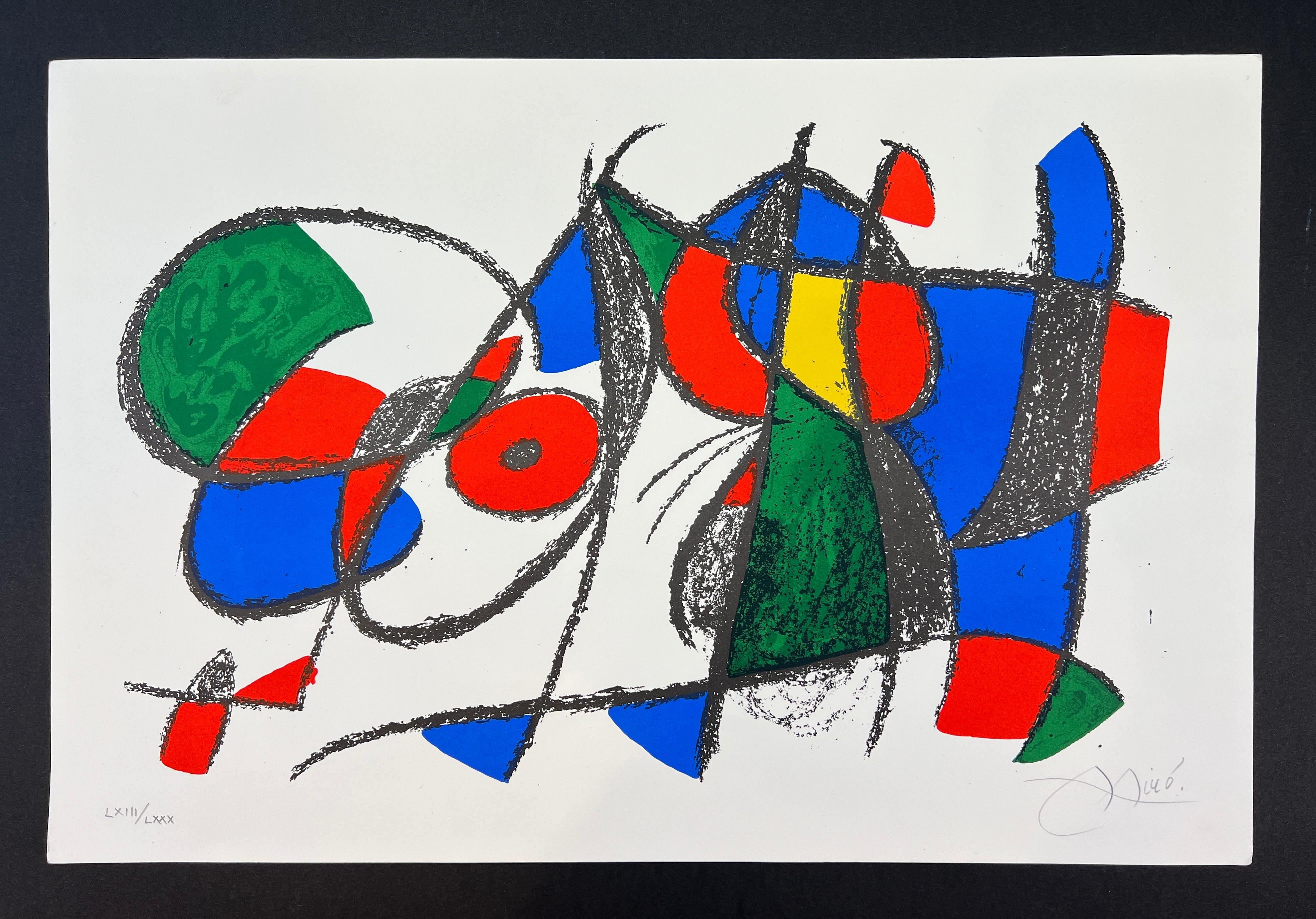 Joan Mir - Lithographie en couleur signée à la main - LXIII/LXXX - 1975 - Print de Joan Miró