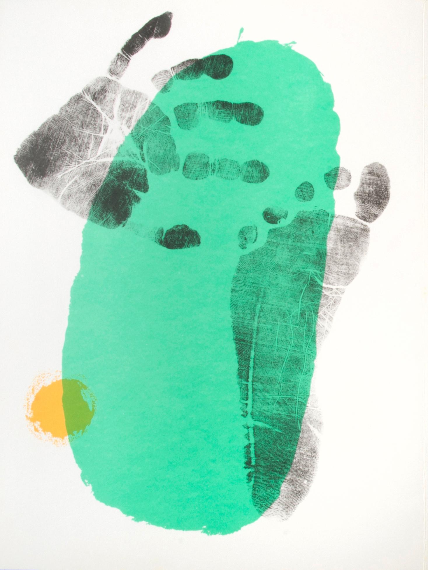 Joan Miró Abstract Print - Untitled (Hand and foot print with green)
