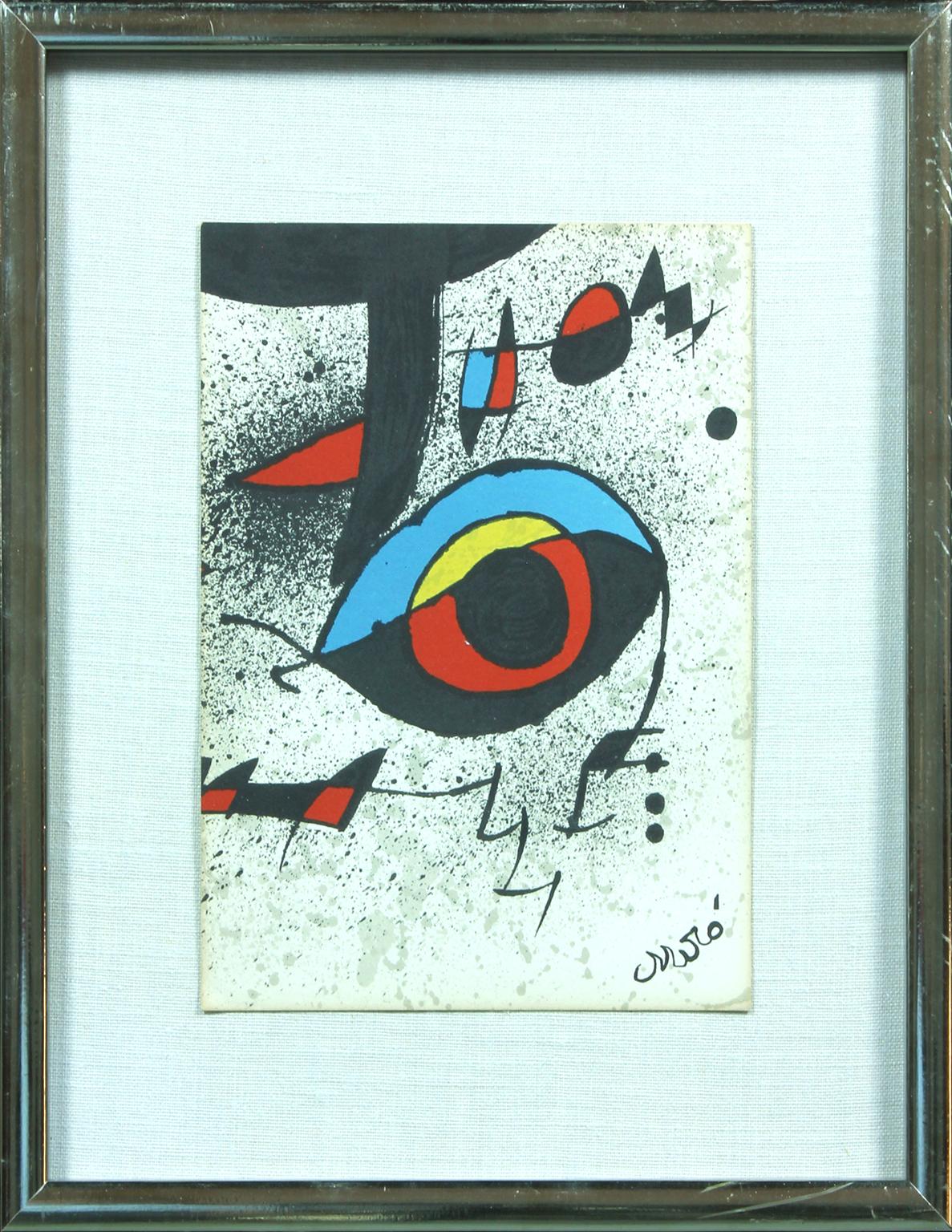 Joan Miró Abstract Print - Untitled plate-signed lithograph by Joan Miro.