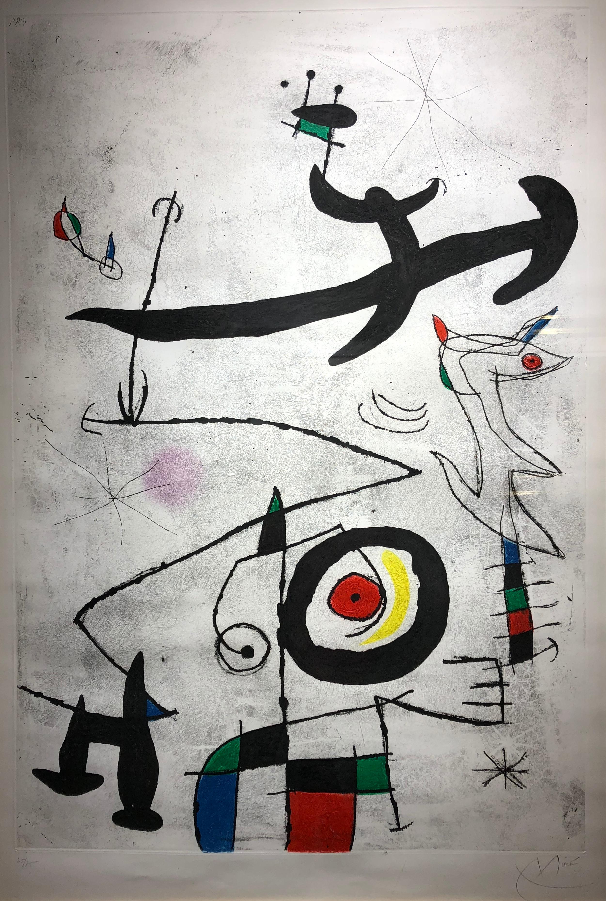 Joan Miró Abstract Print - Joan Miro, Village D'Oiseaux, original etching