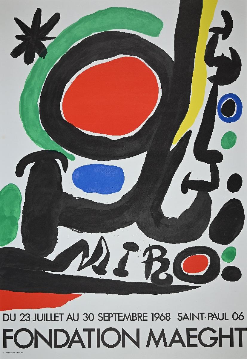 Joan Miró Abstract Print – Vintage-Vintage-Ausstellungsplakat der Galerie Maeght – Offset und Lithographie – 1968