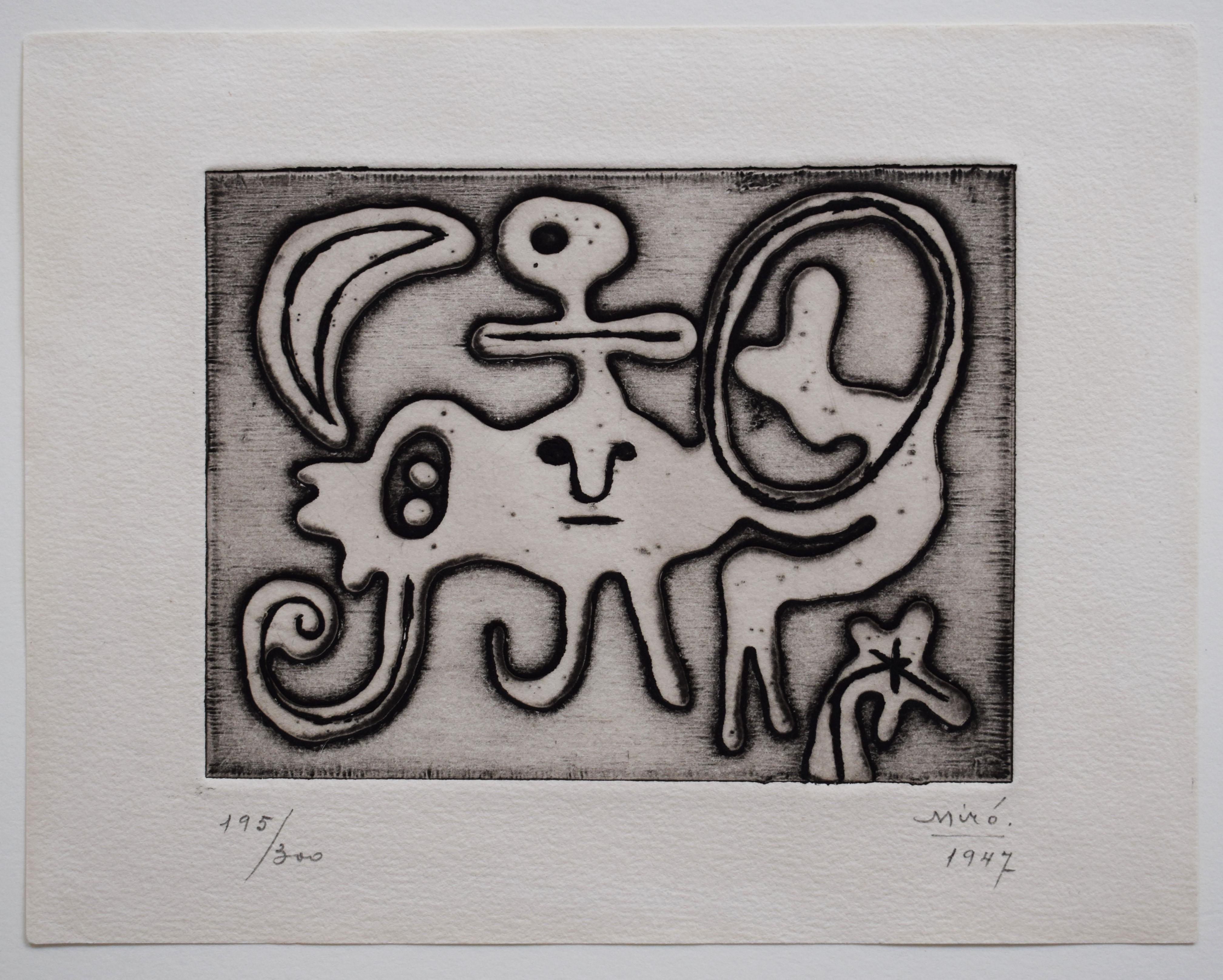 Woman and Bird in Front of the Moon, from: Laurel's No. 1 - Spanish Surrealism - Print by Joan Miró