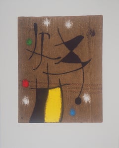 Frau am Telefon, signierte Lithografie