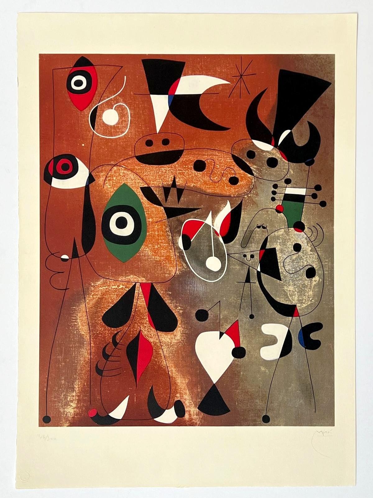 Women, Birds, Star - Print by Joan Miró