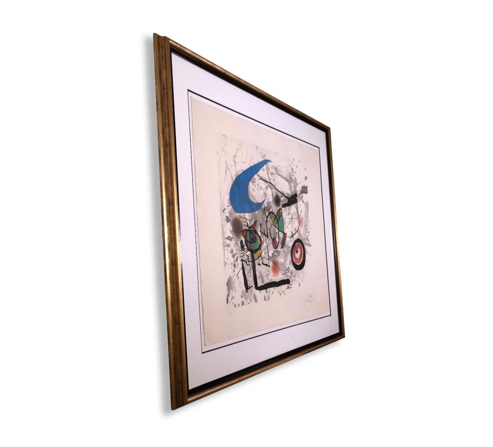 Joan Miro Pygmees Sous la Lune Signed Modern Etching Aquatint 27/50 Framed 1972 In Good Condition For Sale In Keego Harbor, MI