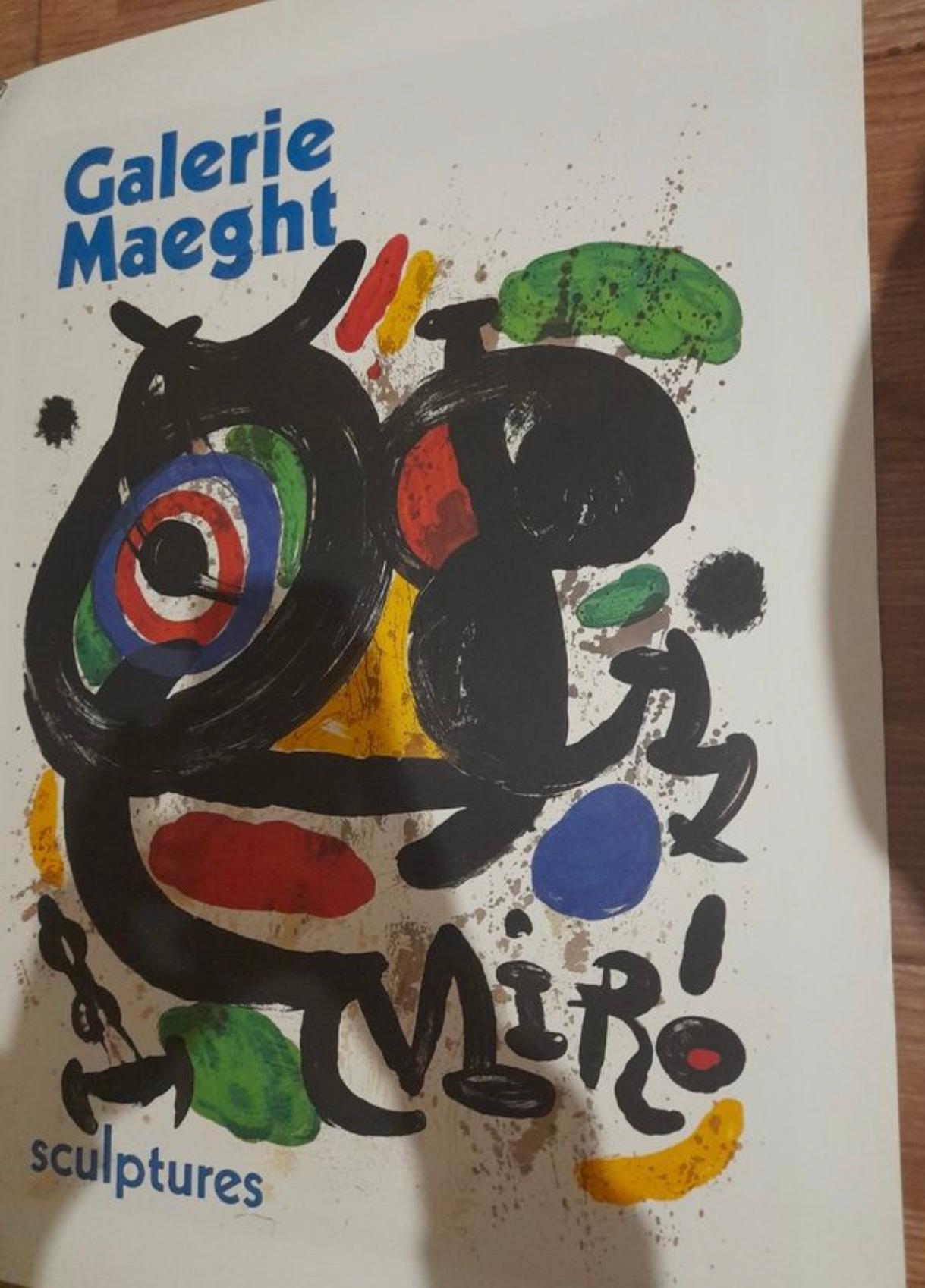Post-Modern Joan Miro Sculptures Lithographic Poster Galerie Maeght - France 1970s For Sale