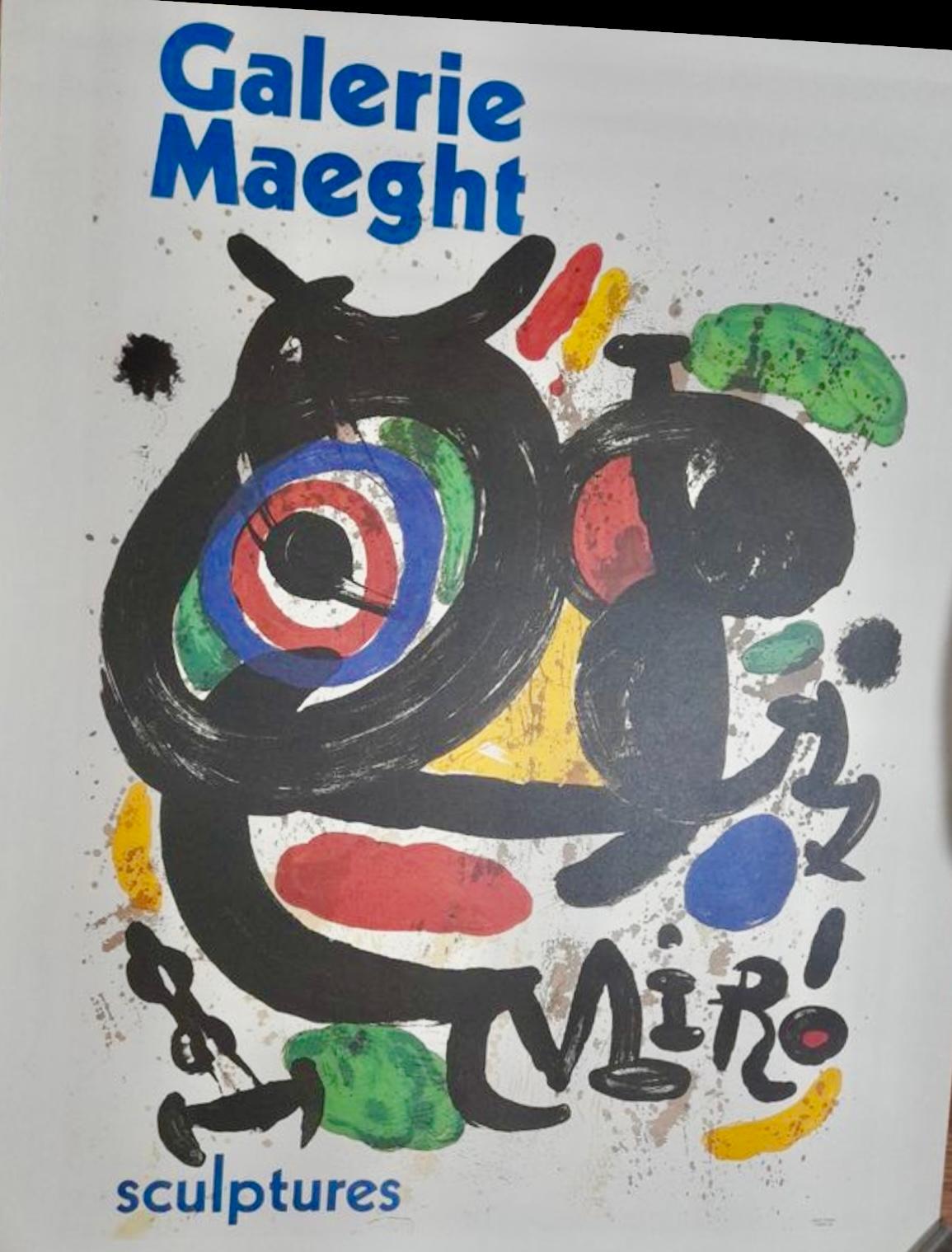 Joan Miro Sculptures Lithographic Poster Galerie Maeght - France 1970s In Good Condition For Sale In DÉNIA, ES
