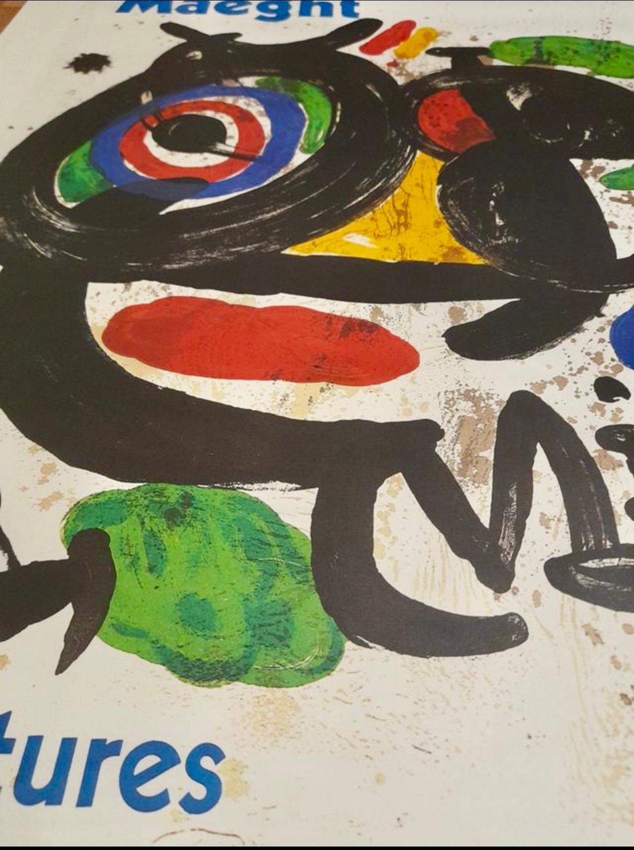 Late 20th Century Joan Miro Sculptures Lithographic Poster Galerie Maeght - France 1970s For Sale