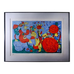 Joan Miro Signed Chez Le Roi De Pologne 1966 Lithograph on Paper 28/75 Framed