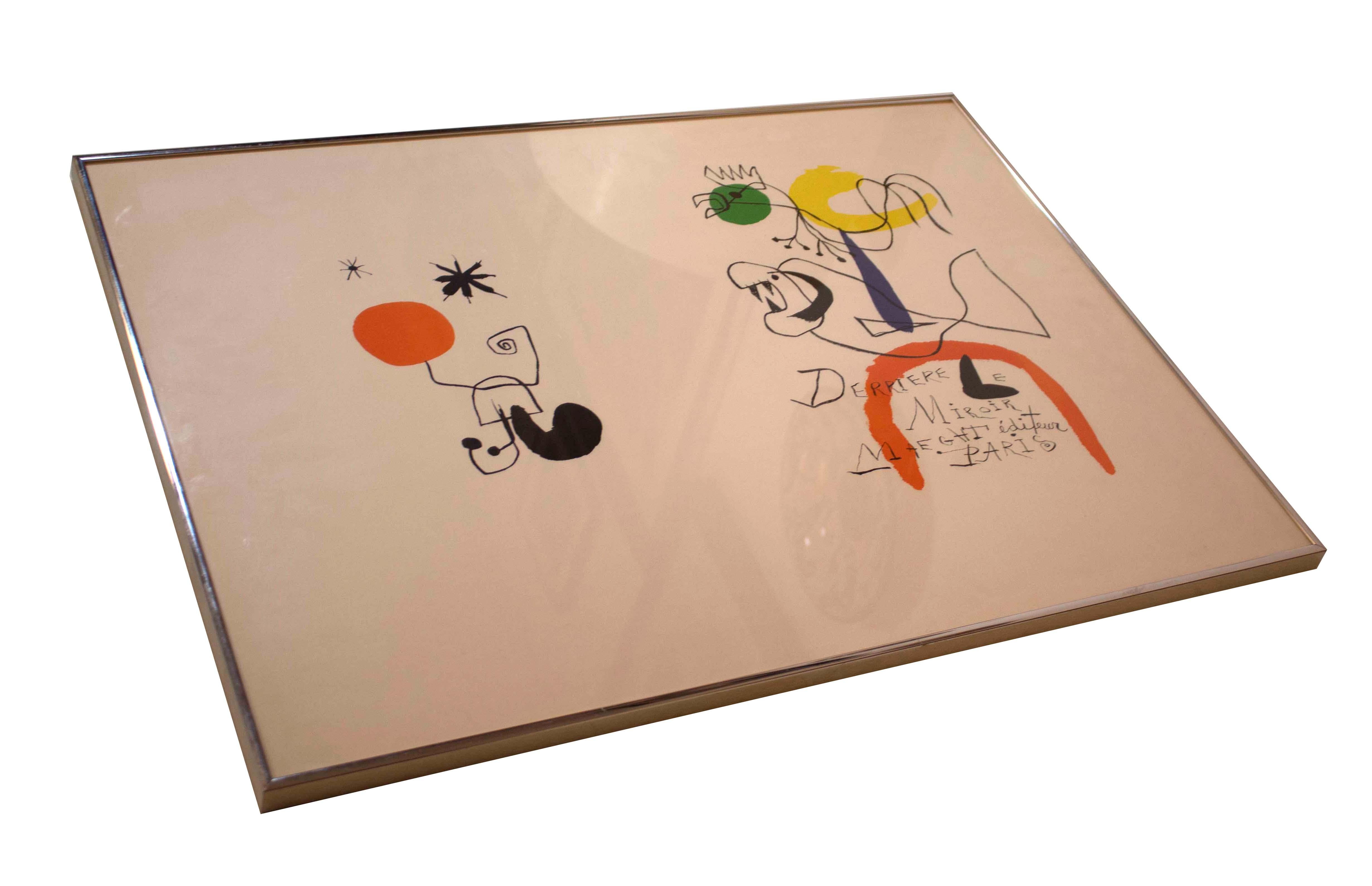 Joan Miro Signed Derriere le Miroir Litho Poster Framed In Good Condition In Keego Harbor, MI