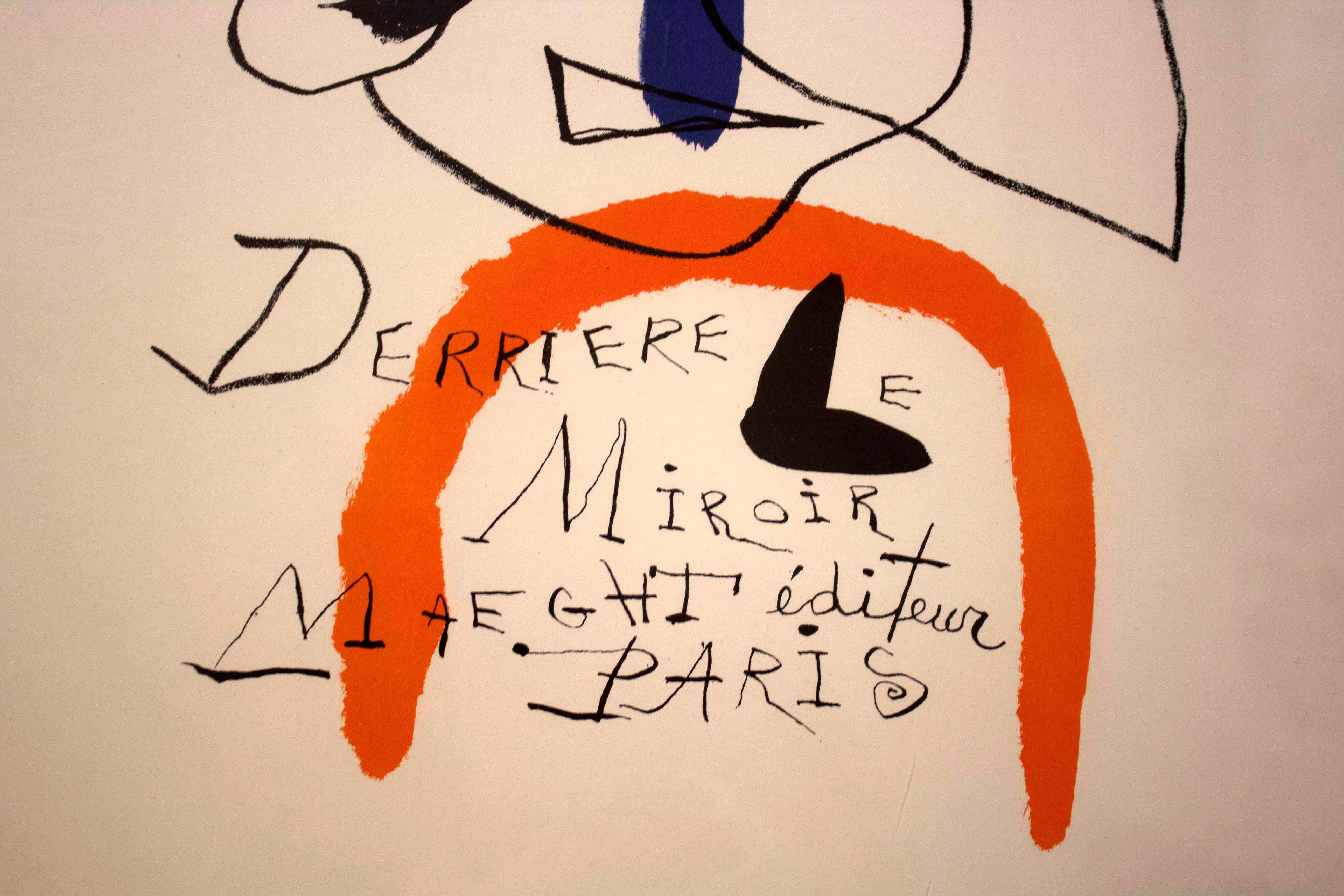 Paper Joan Miro Signed Derriere le Miroir Litho Poster Framed