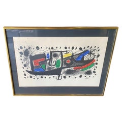 Joan Miró signiert Mitte des Jahrhunderts spanische abstrakte surrealistische Lithographie Sternenszene