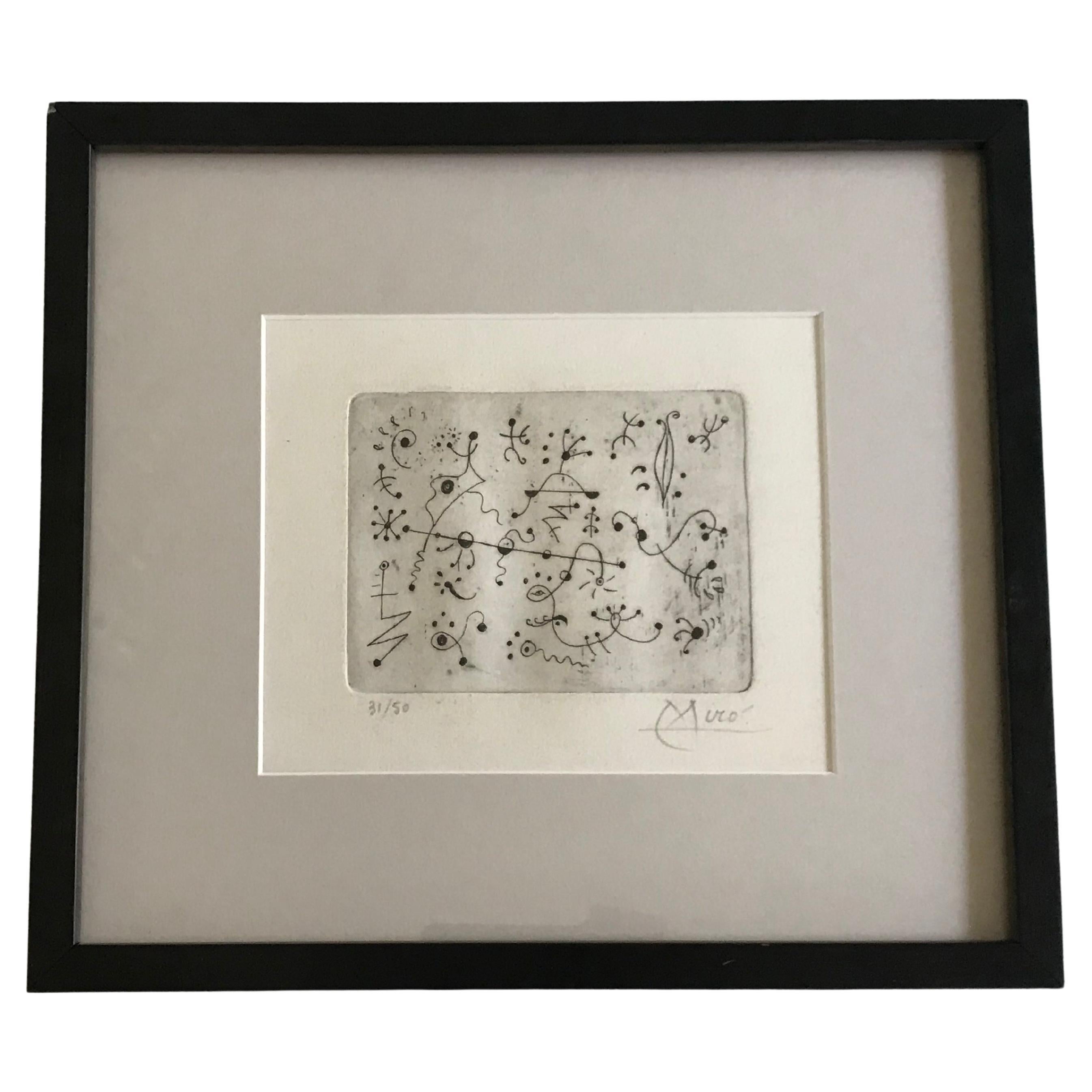 Joan Miro Small Abstract Art Print, 20th Century