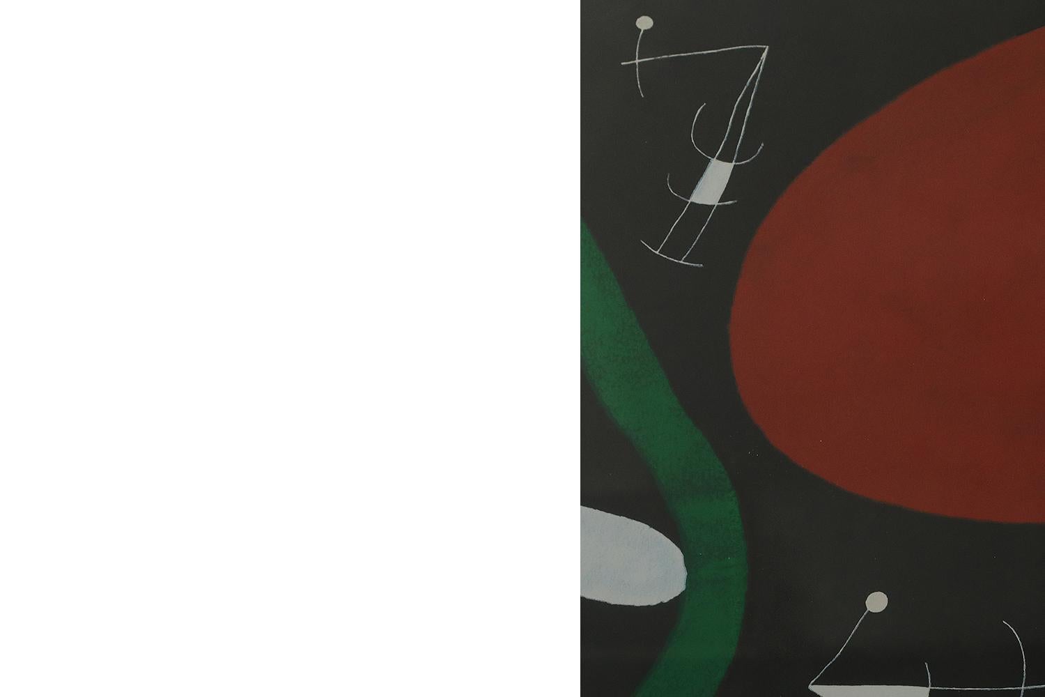 Joan Miró, Soleil et Étincelles, Color Lithograph, 1960s, Framed In Good Condition For Sale In Warszawa, Mazowieckie