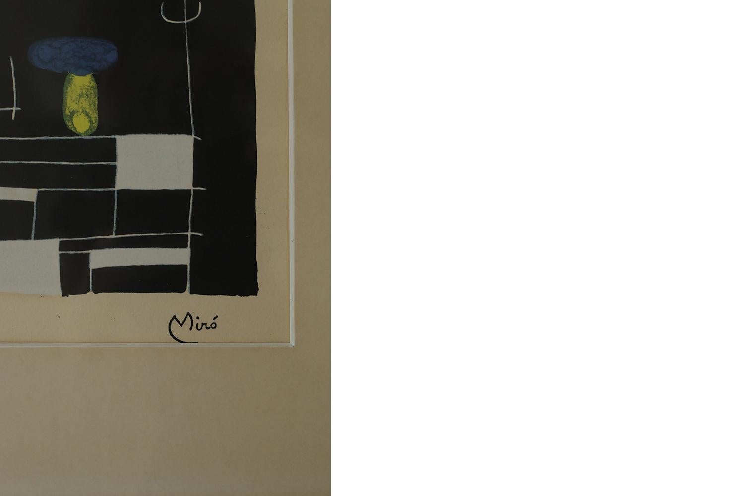 Milieu du XXe siècle Joan Miró, Soleil et Étincelles, lithographie en couleurs, 1960, encadrée en vente