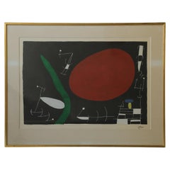 Joan Miró, Soleil et Étincelles, Color Lithograph, 1960s, Framed