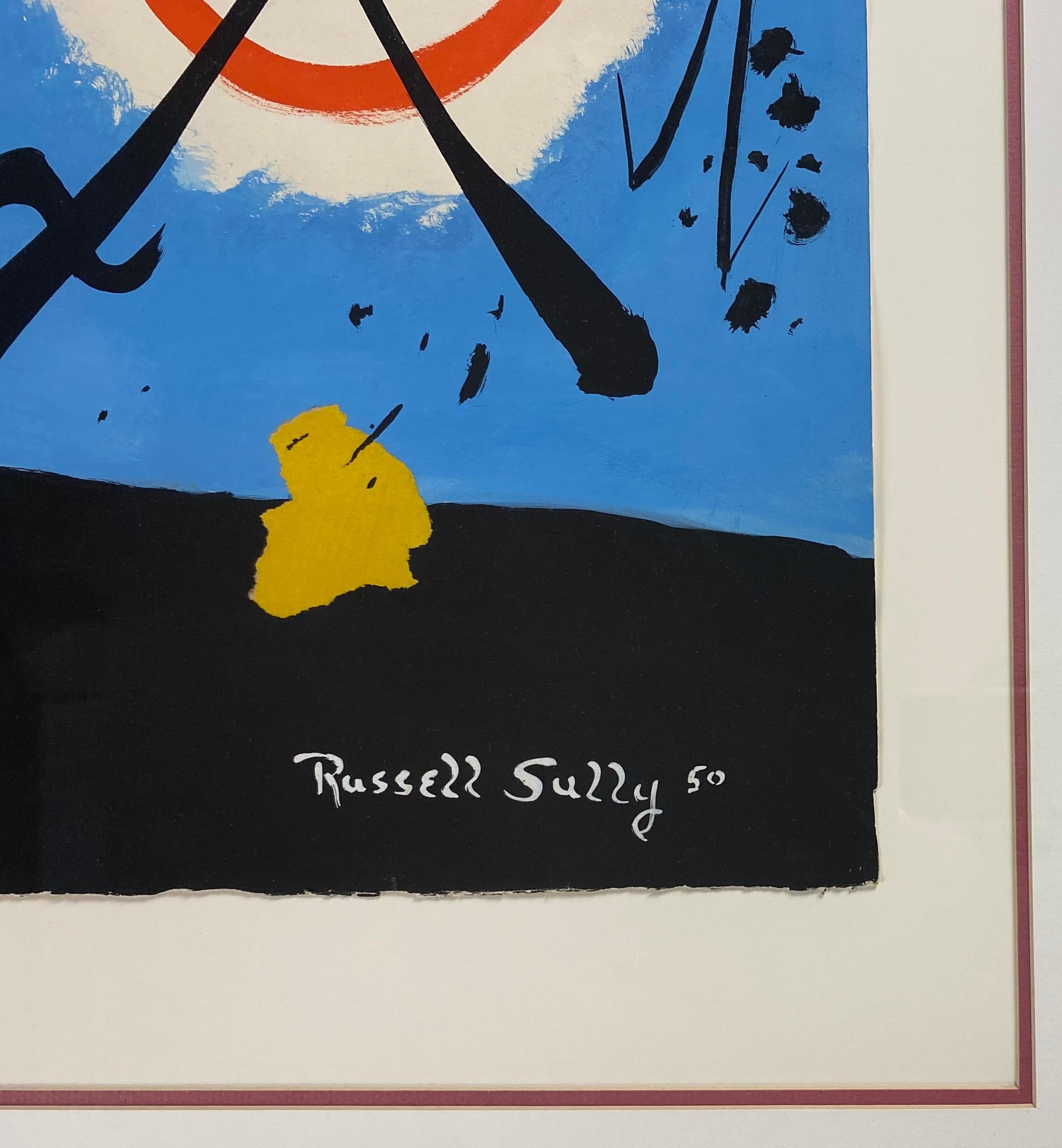 Abstrakte Komposition im Joan Miro-Stil  (Französisch) im Angebot