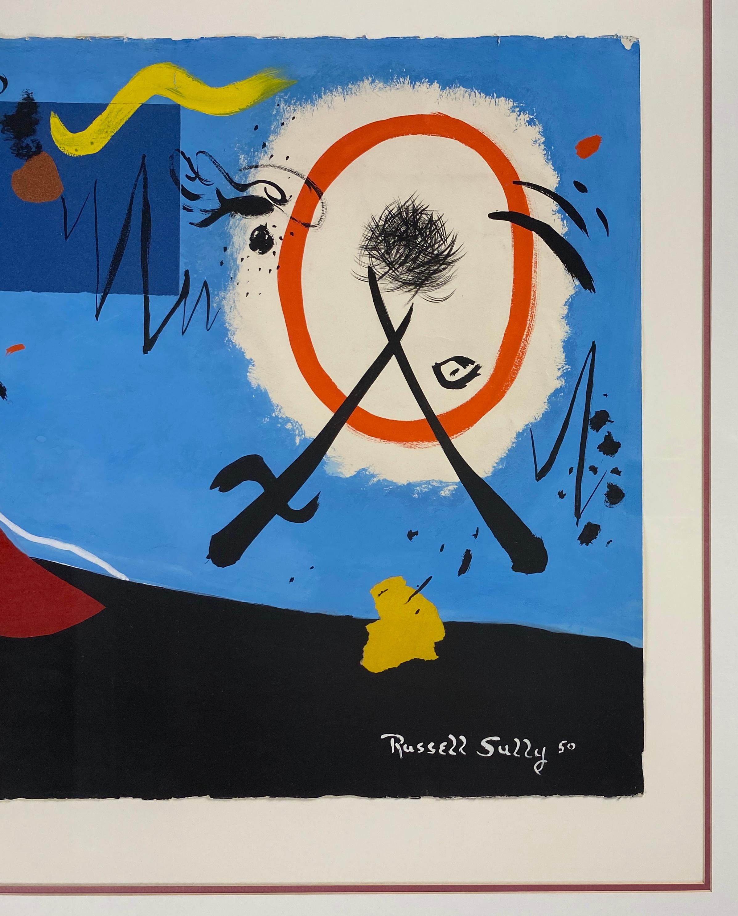 Abstrakte Komposition im Joan Miro-Stil  (Versilbert) im Angebot