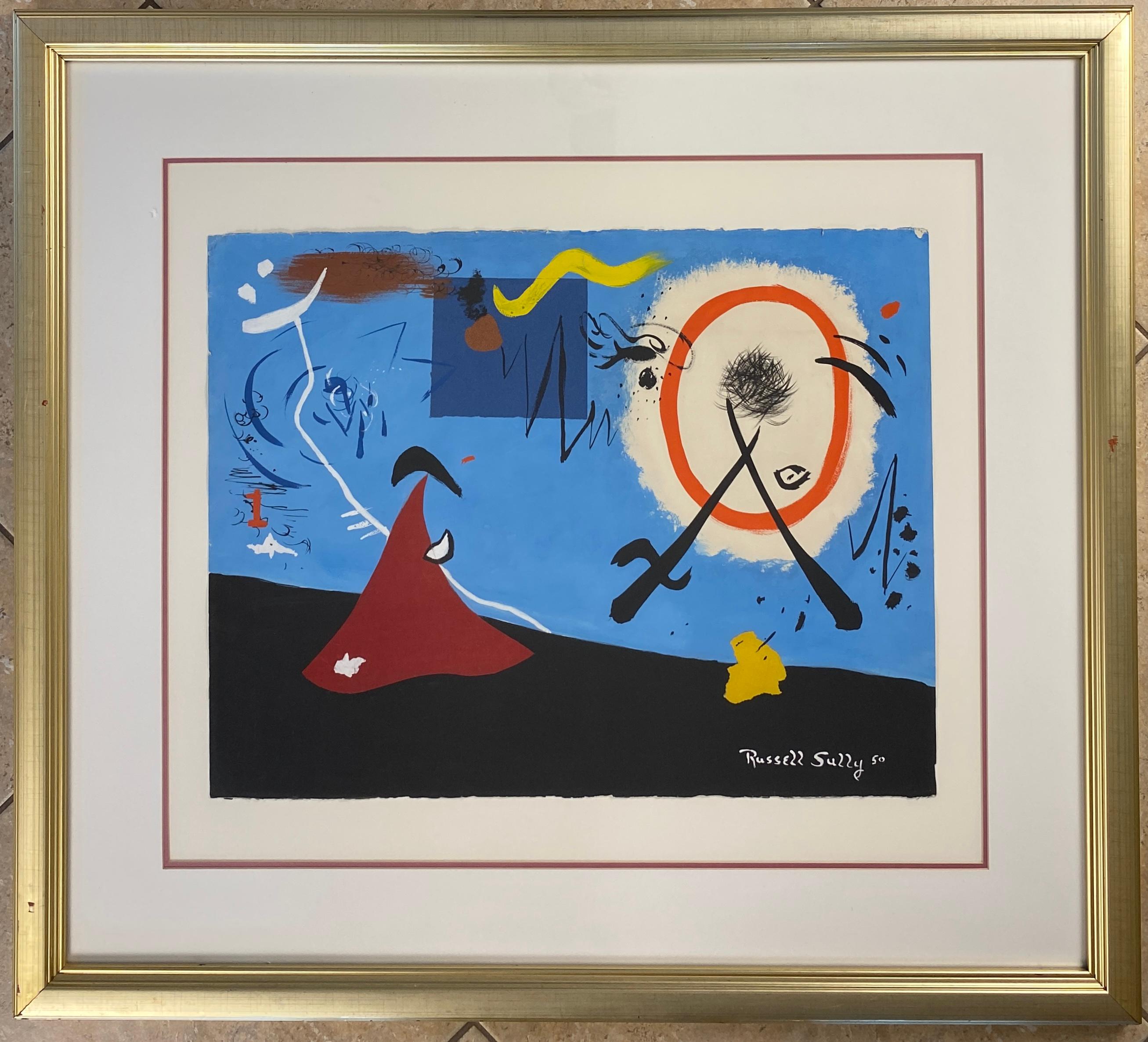 Joan Miro Style Abstract Composition  In Good Condition For Sale In Miami, FL