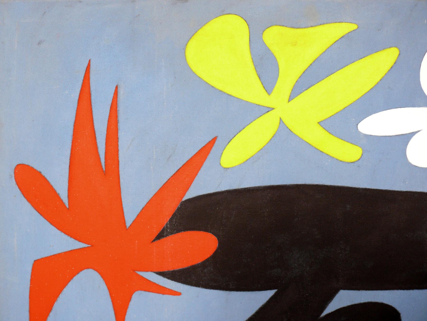 Abstraktes Gemälde im Joan Miro-Stil, ca. 1960er Jahre (Moderne der Mitte des Jahrhunderts) im Angebot