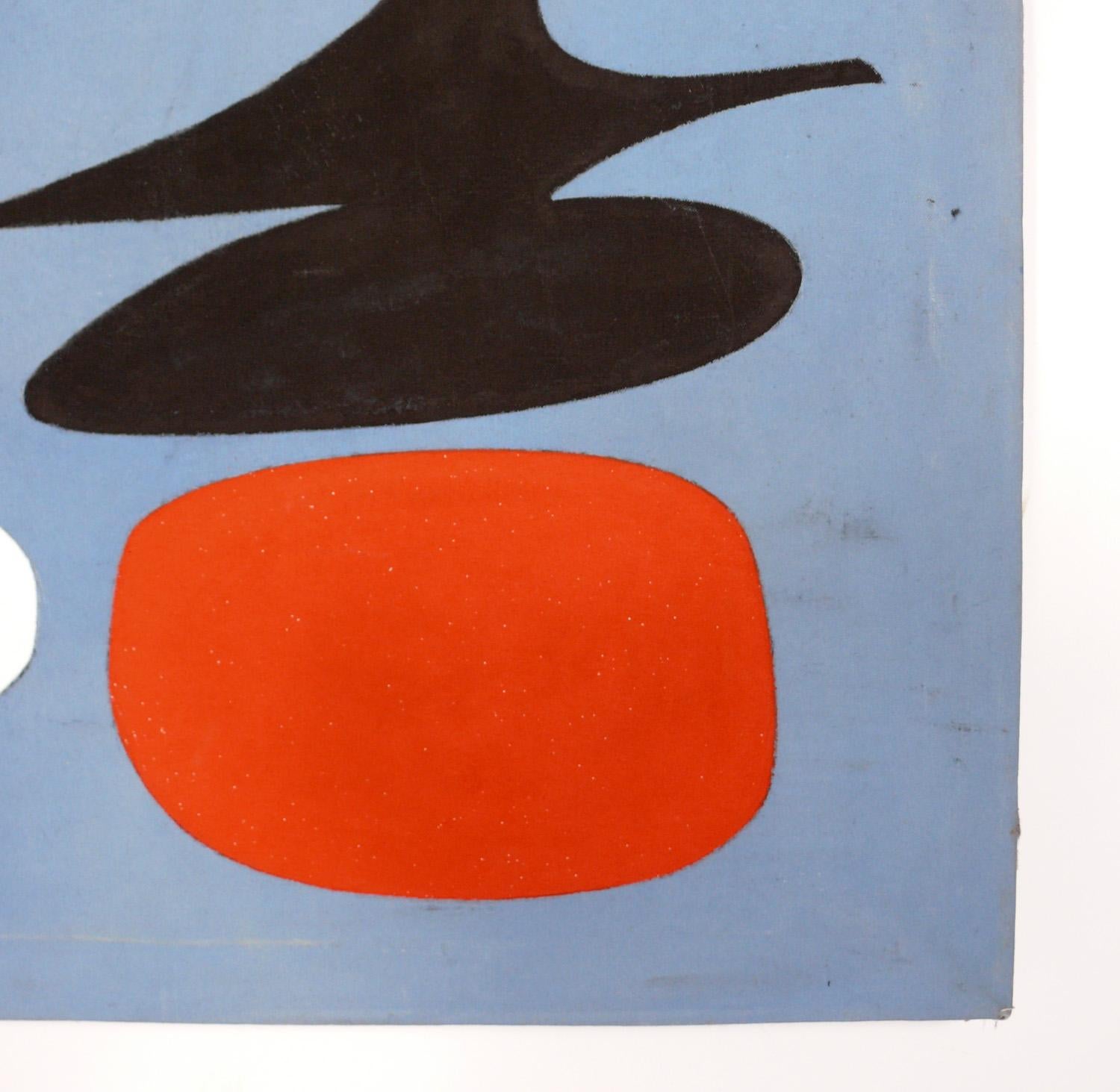 Mid-Century Modern Joan Miro Style Abstract Painting circa 1960s For Sale
