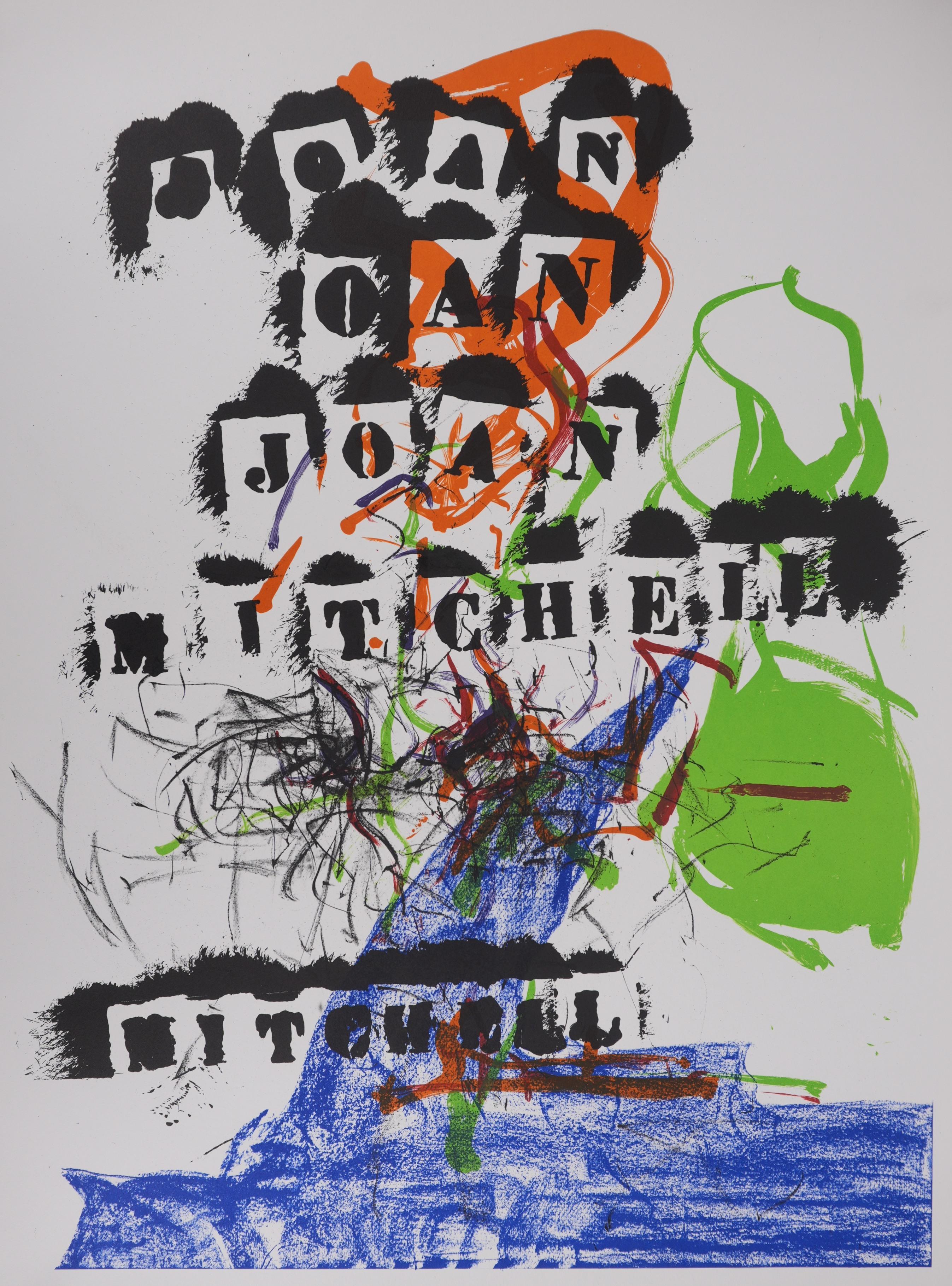 Albero astratto e francobolli - litografia originale (Fournier 1969) - Print di Joan Mitchell