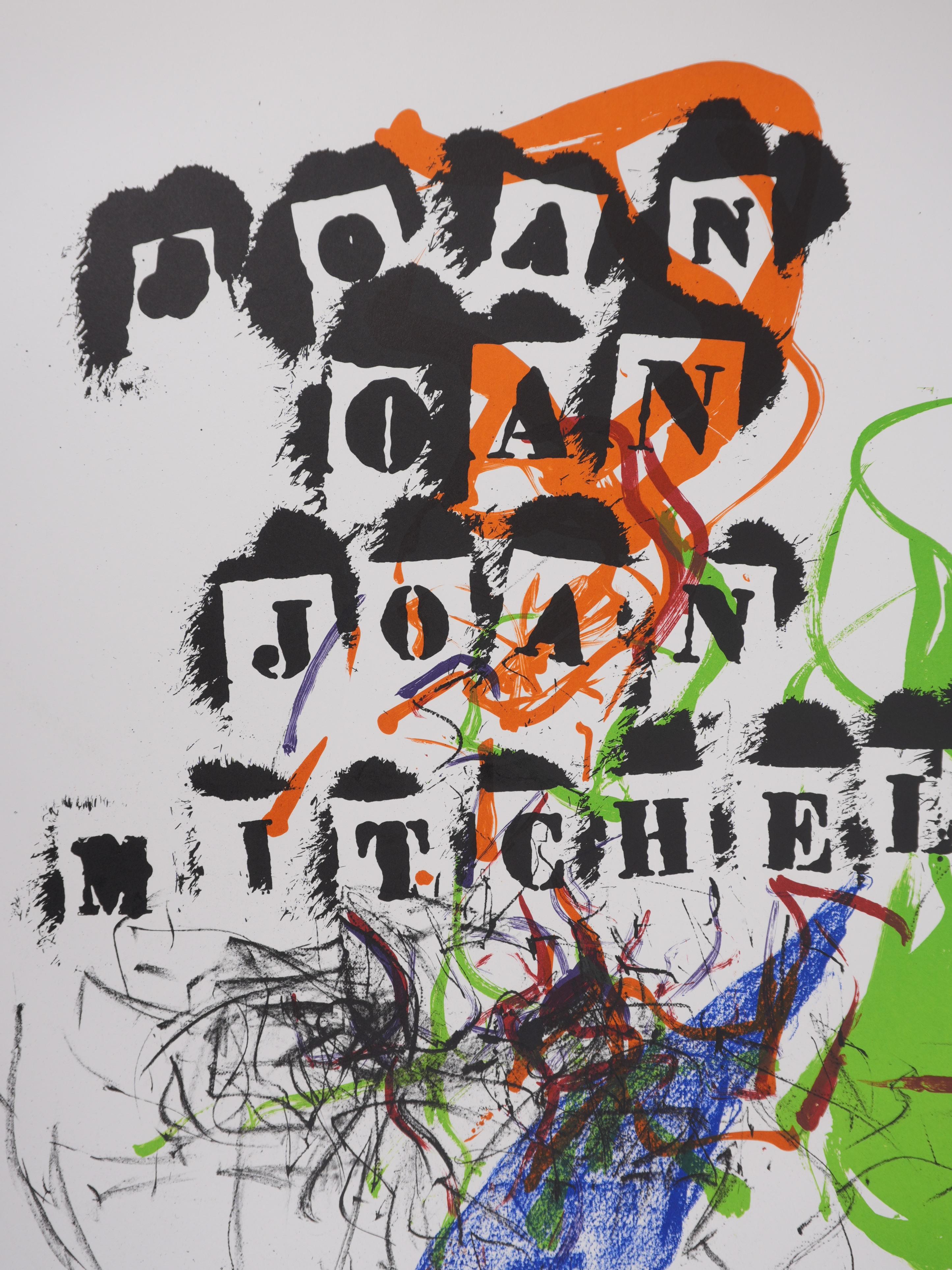 Albero astratto e francobolli - litografia originale (Fournier 1969) - Abstract Print Grigio di Joan Mitchell