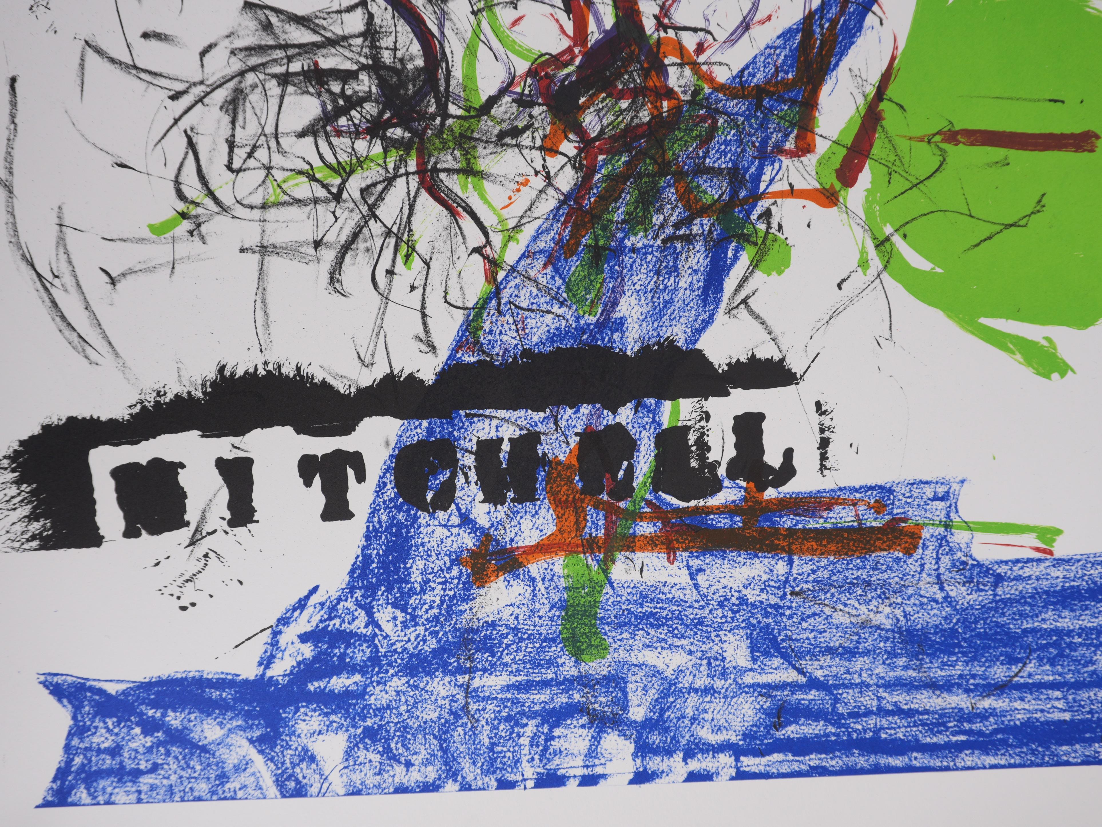 Albero astratto e francobolli - litografia originale (Fournier 1969) in vendita 1