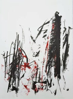 Arbre (black/red), Abstract Expressionist Lithograph by Joan Mitchell