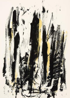 Arbre (black/yellow), Abstract Expressionist Lithograph by Joan Mitchell