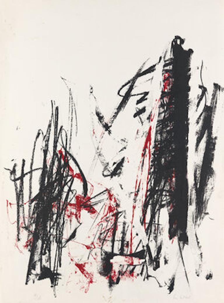 Joan Mitchell Abstract Print - Arbres (black and red)