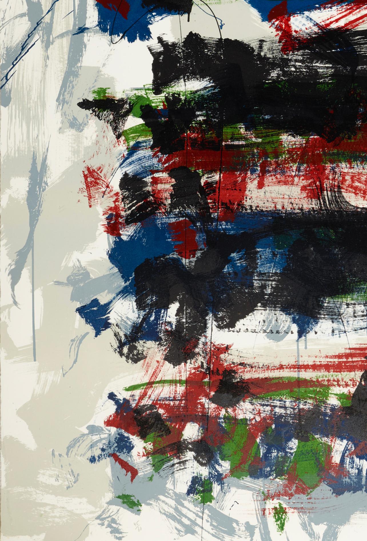 Champs (Fields); from the Carnegie Hall Centennial Fine Art portfolio - Gray Abstract Print by Joan Mitchell