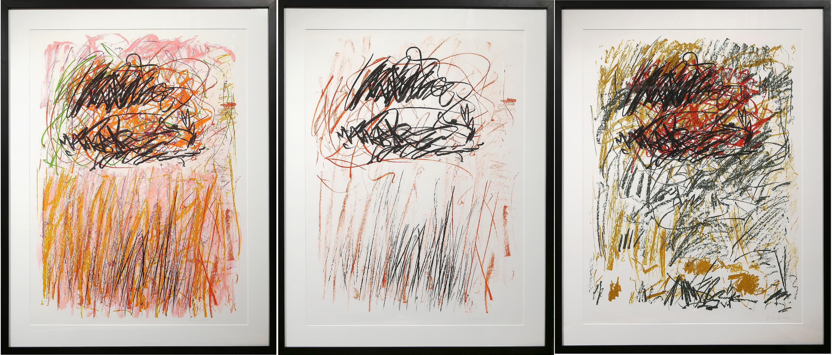 Flowers I-III by Joan Mitchell, American (1925–1992)
Portfolio: Bedford Series
Date: 1981
Three Lithographs on Arches, each signed and numbered in pencil
Edition of 9/70
Size: 42.5 x 32.5 in. (107.95 x 82.55 cm)
Frame Size: 49.5 x 39