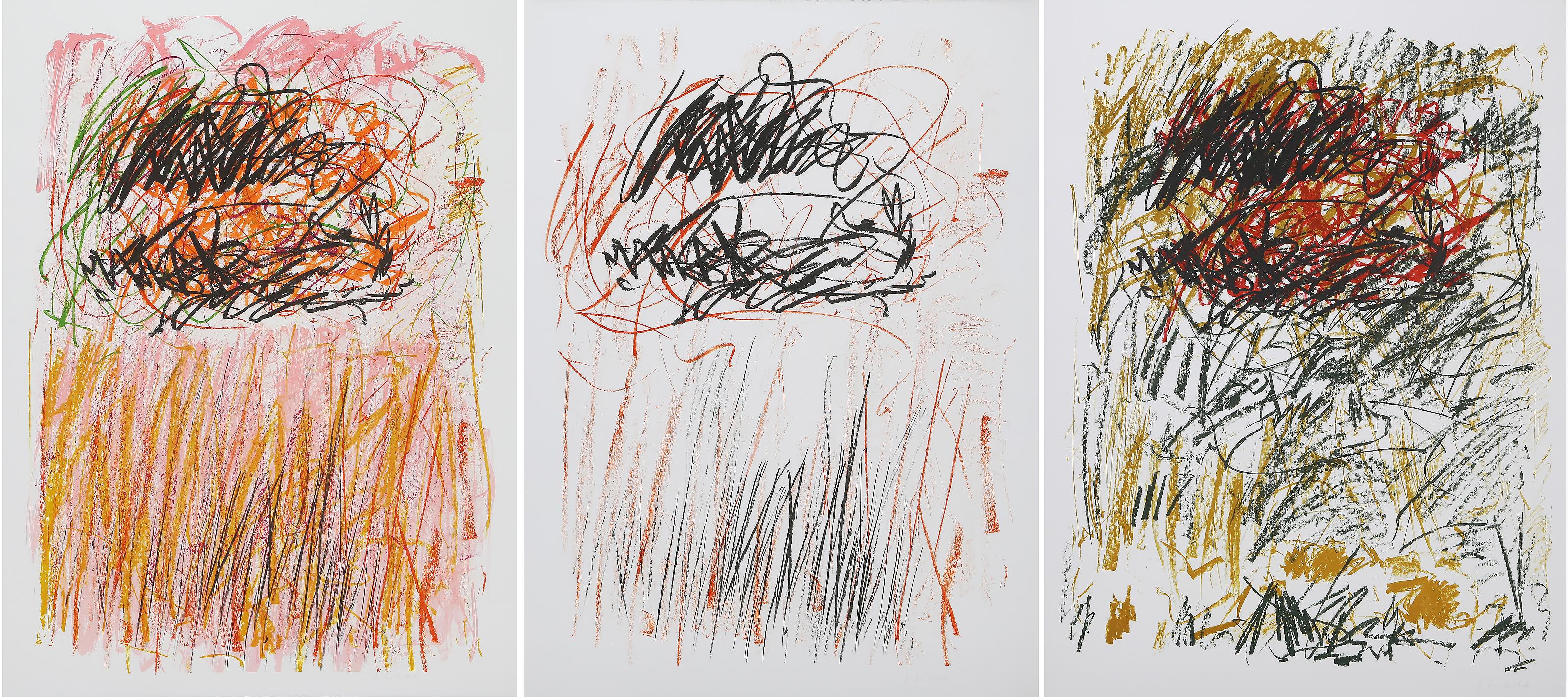 Flowers I-III from Bedford Series of Three Abstract Lithographs by Joan Mitchell For Sale 1