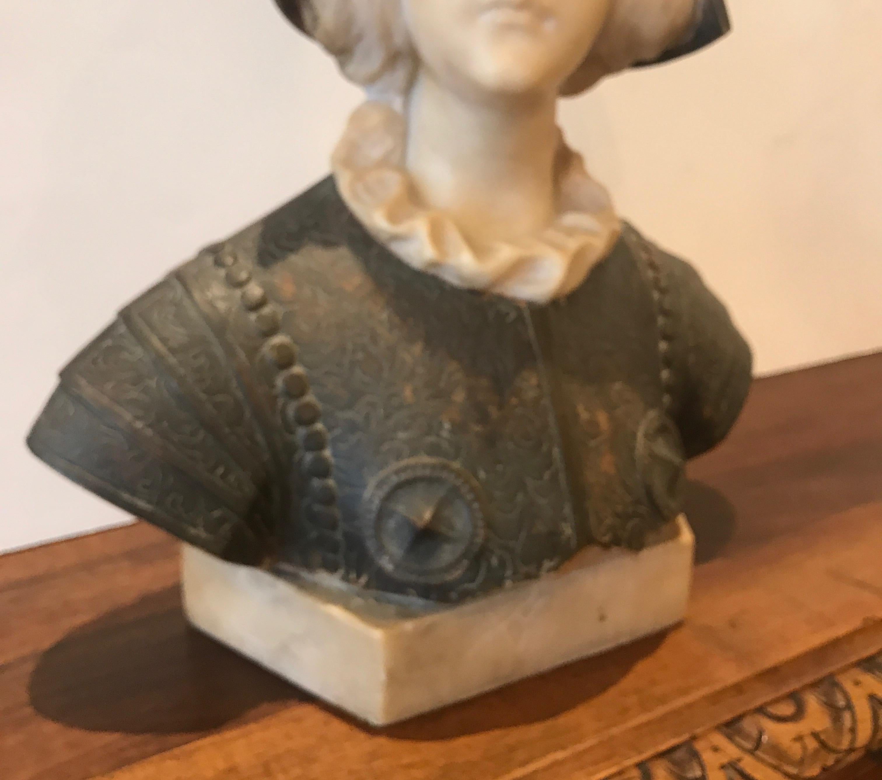 Italian Joan of Arc Alabaster Bust, 19th Century For Sale