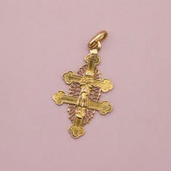 Joan of Arc - Antique solid 18 ct yellow gold pendant - Lorraine cross - d'arc